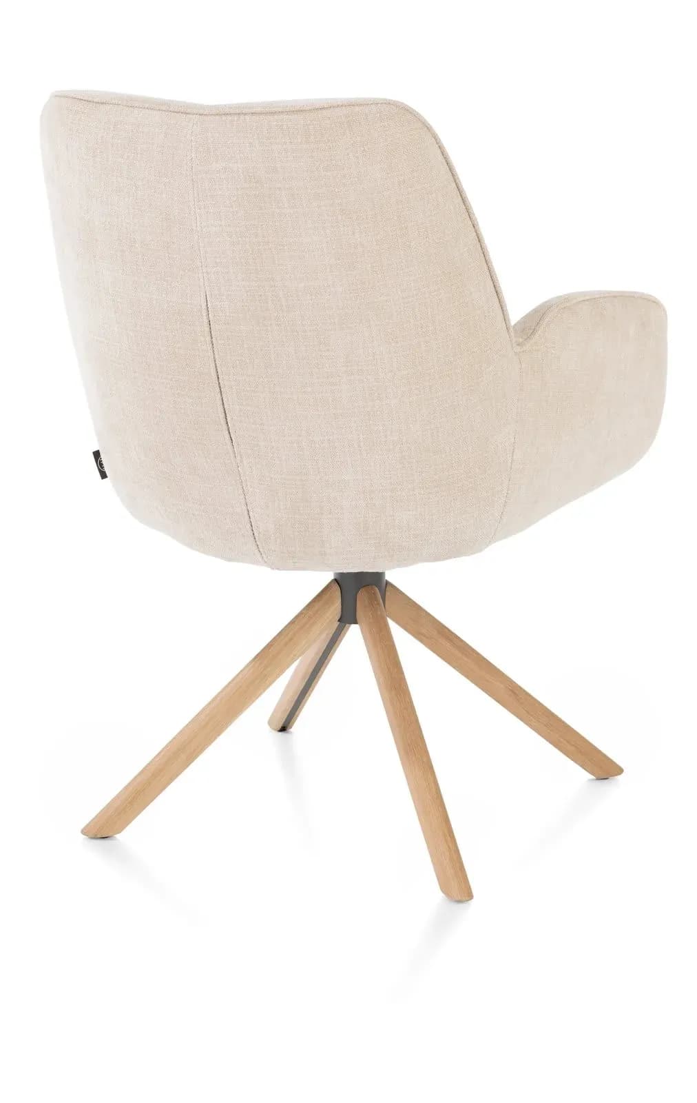 Riley, Armlehnstuhl - Eiche naturel 4 Fuß + relax Function - drehbar - Pocket Komfort - Stoff Cadiz