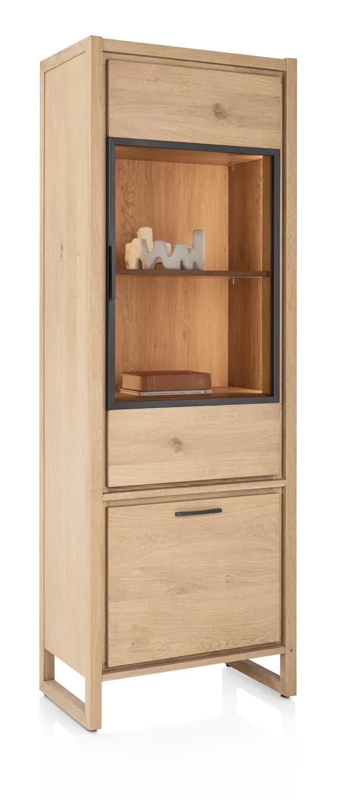 Nystead, Vitrine 70 cm - 1-Glastür + 1-Tür (+ LED)