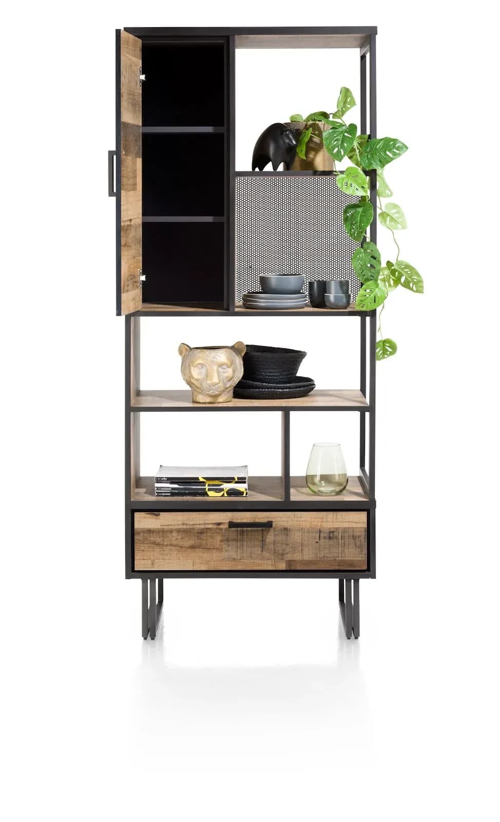 Avalon, Buecherregal 80 cm - 1-Tür + 1-Lade + 5-Nischen