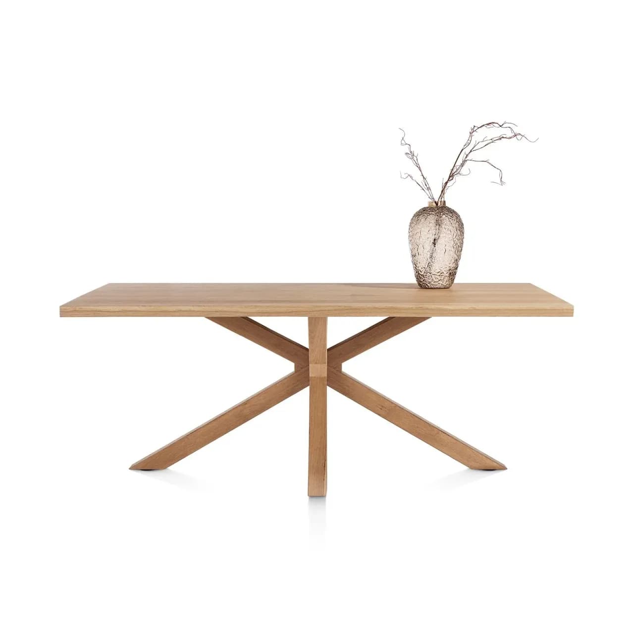 Nyborg, Tisch 200 x 100 cm - rechteckige Tischplatte - Mittelfuß Holz