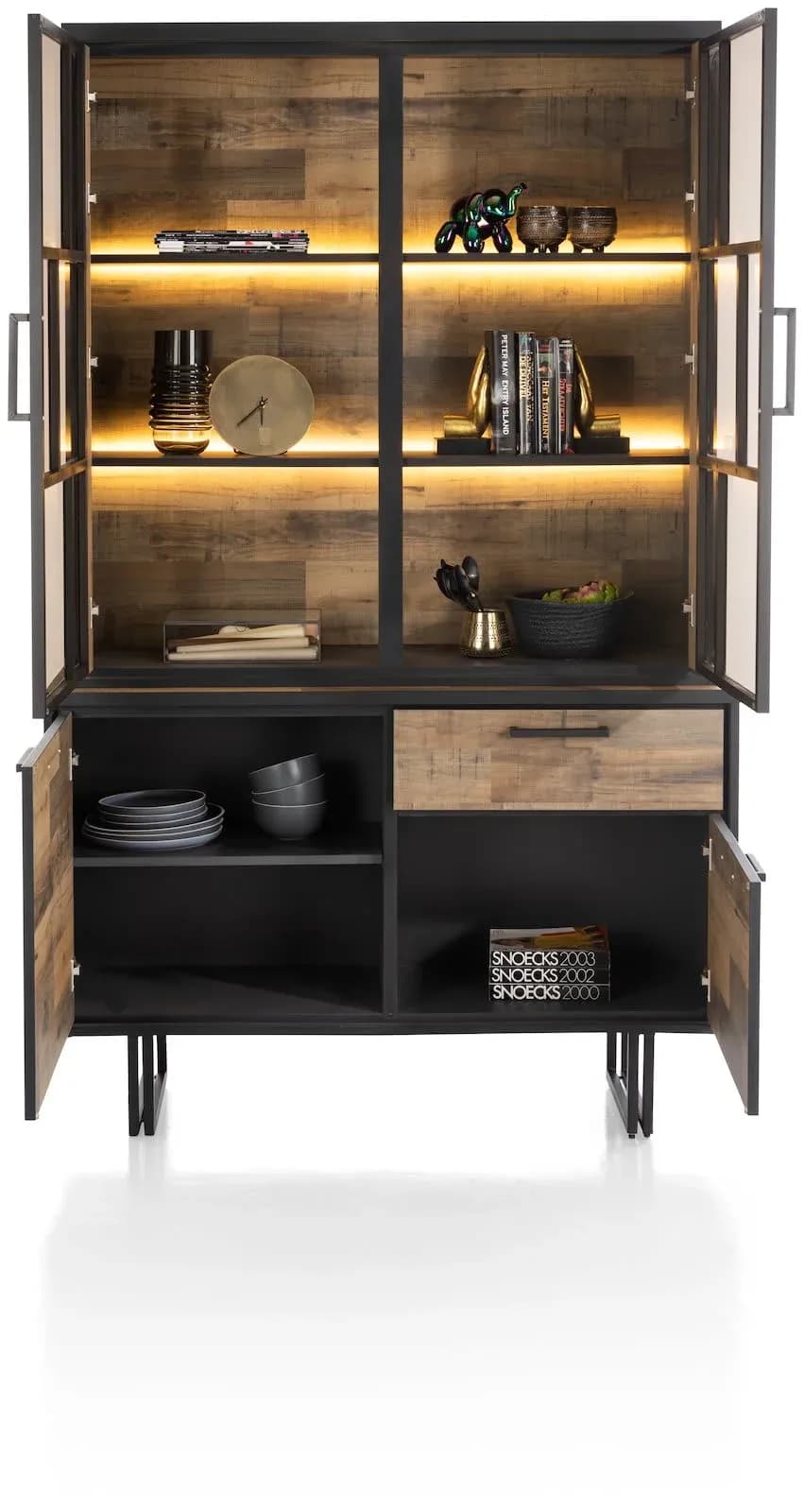 Avalon, Buffet 127 cm - 2-Türen + 1-Lade + 2-Glastüren (+ LED)