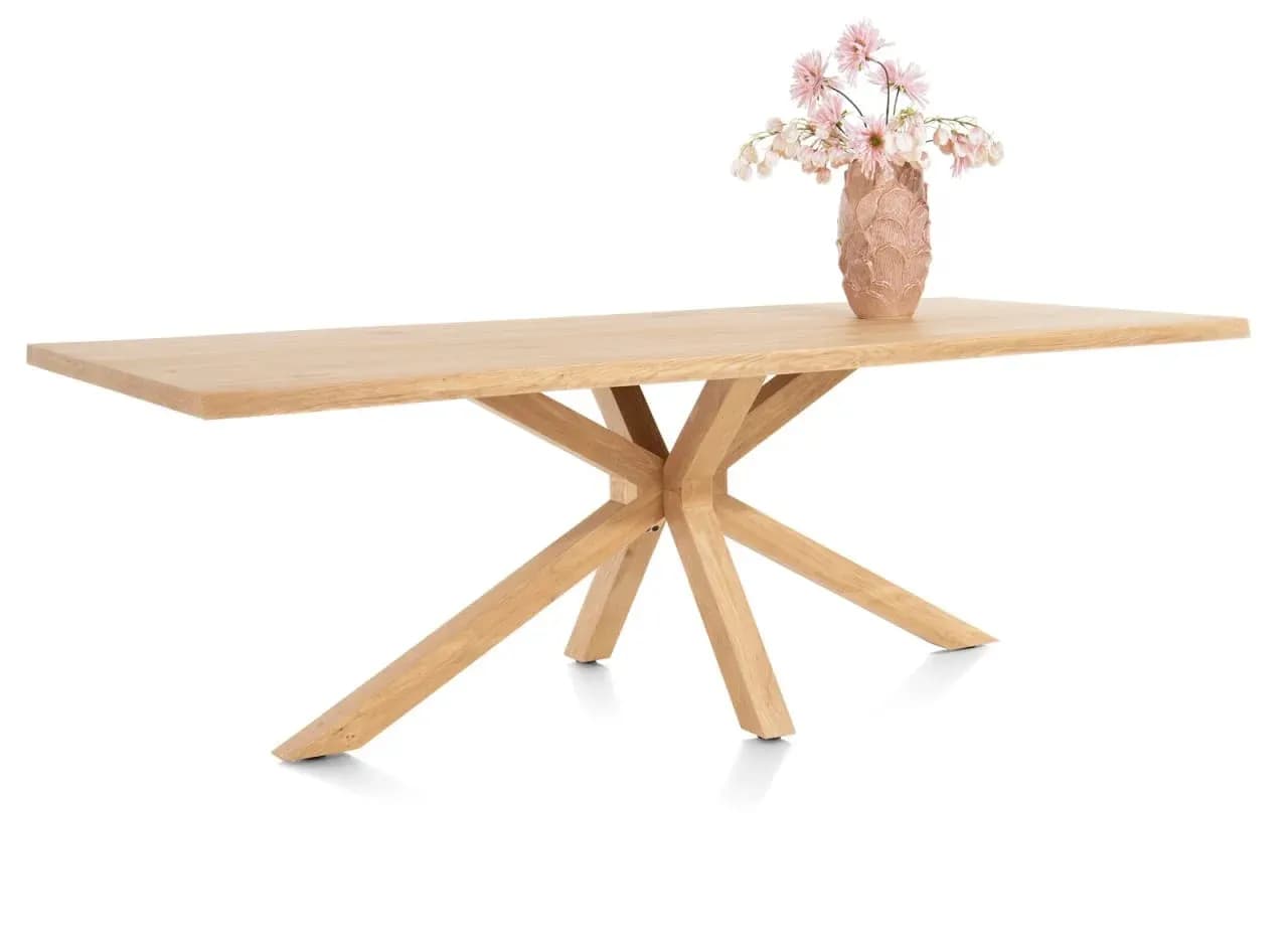 Nyborg, Tisch 230 x 100 cm - Tischplatte mit natürliche Baumkante - Mittelfuß Holz
