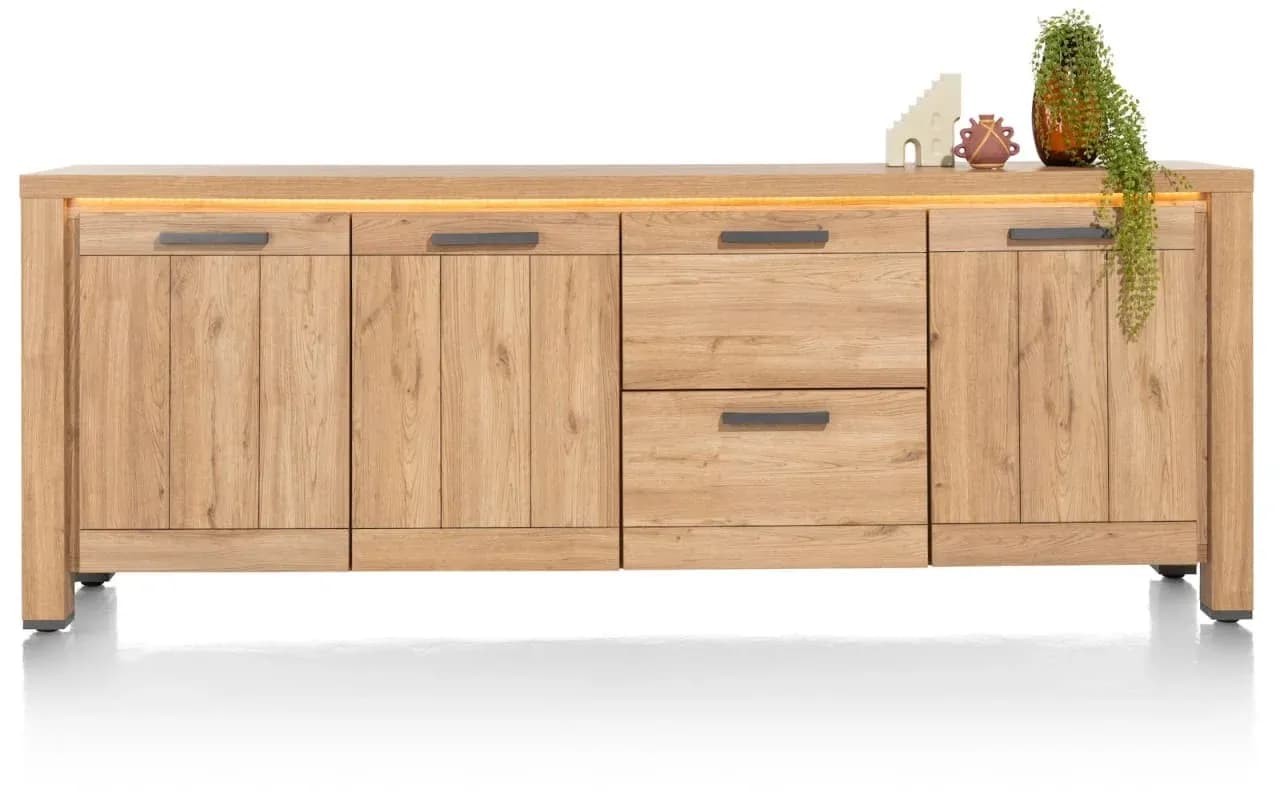 Delmonte, Sideboard 230 cm - 3-Türen + 2-Laden (dimmbare LED-Beleuchtung)
