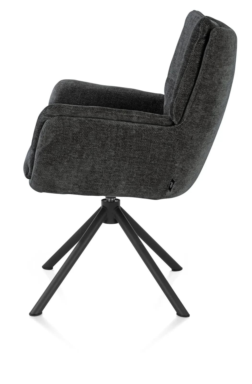Juna, Armlehnstuhl - Gestell rough off black - drehbar - Stoff Livigno