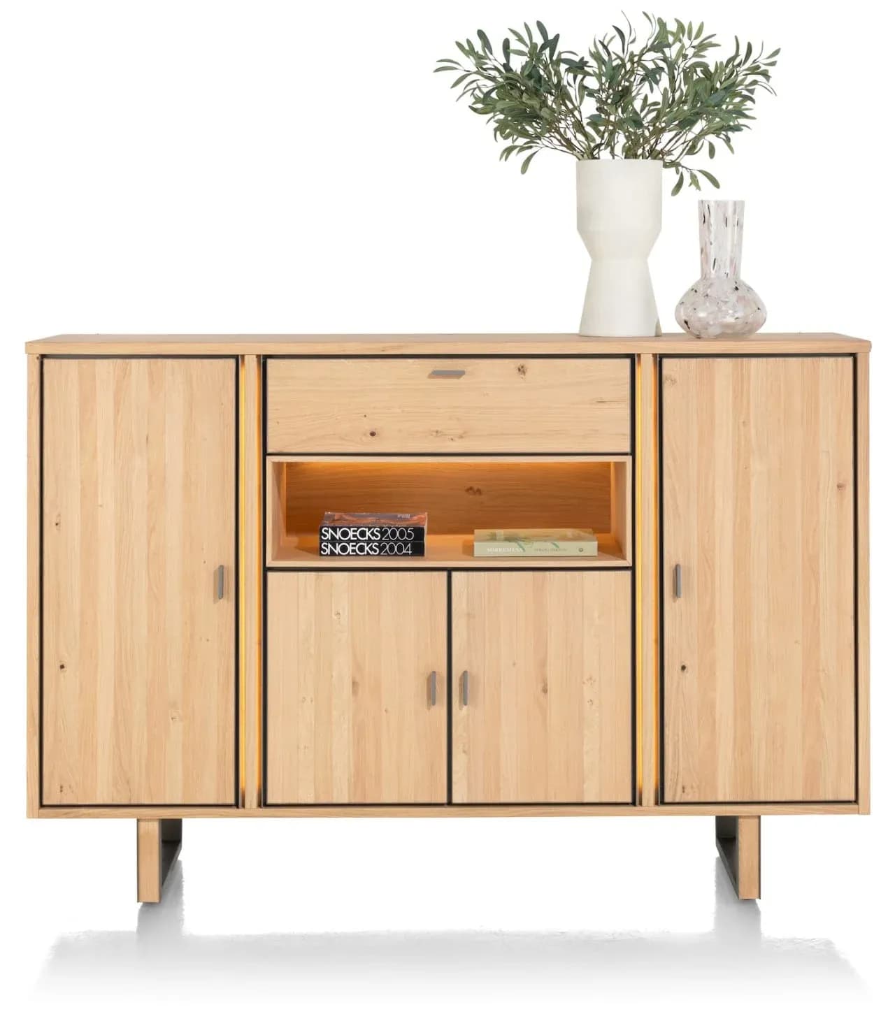 Shimanto, Highboard 180 cm - 4-Türen + 1-Lade + 1-Nische (dimmbare LED-Beleuchtung)