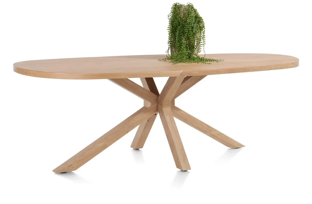 Nyborg, Tisch 210 x 110 cm - oval - Mittelfuß Holz