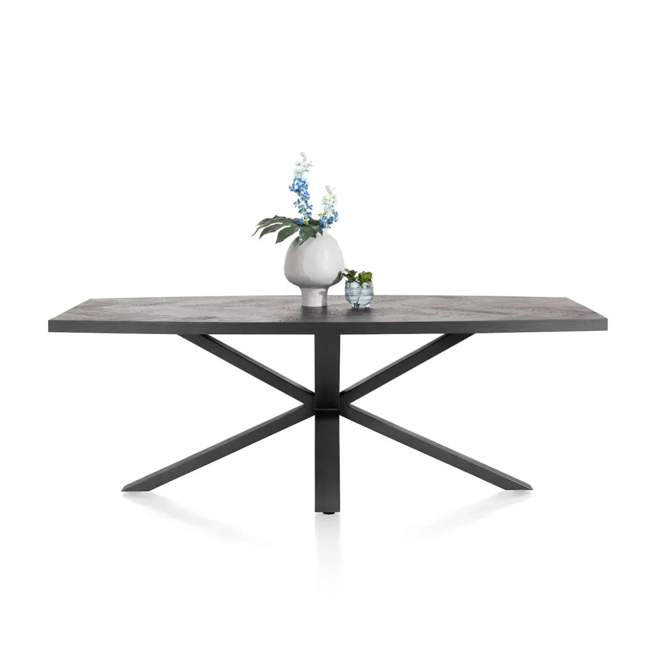Metaluxe, Tisch oval 210 x 110 cm - Furnier Fischgrätemuster