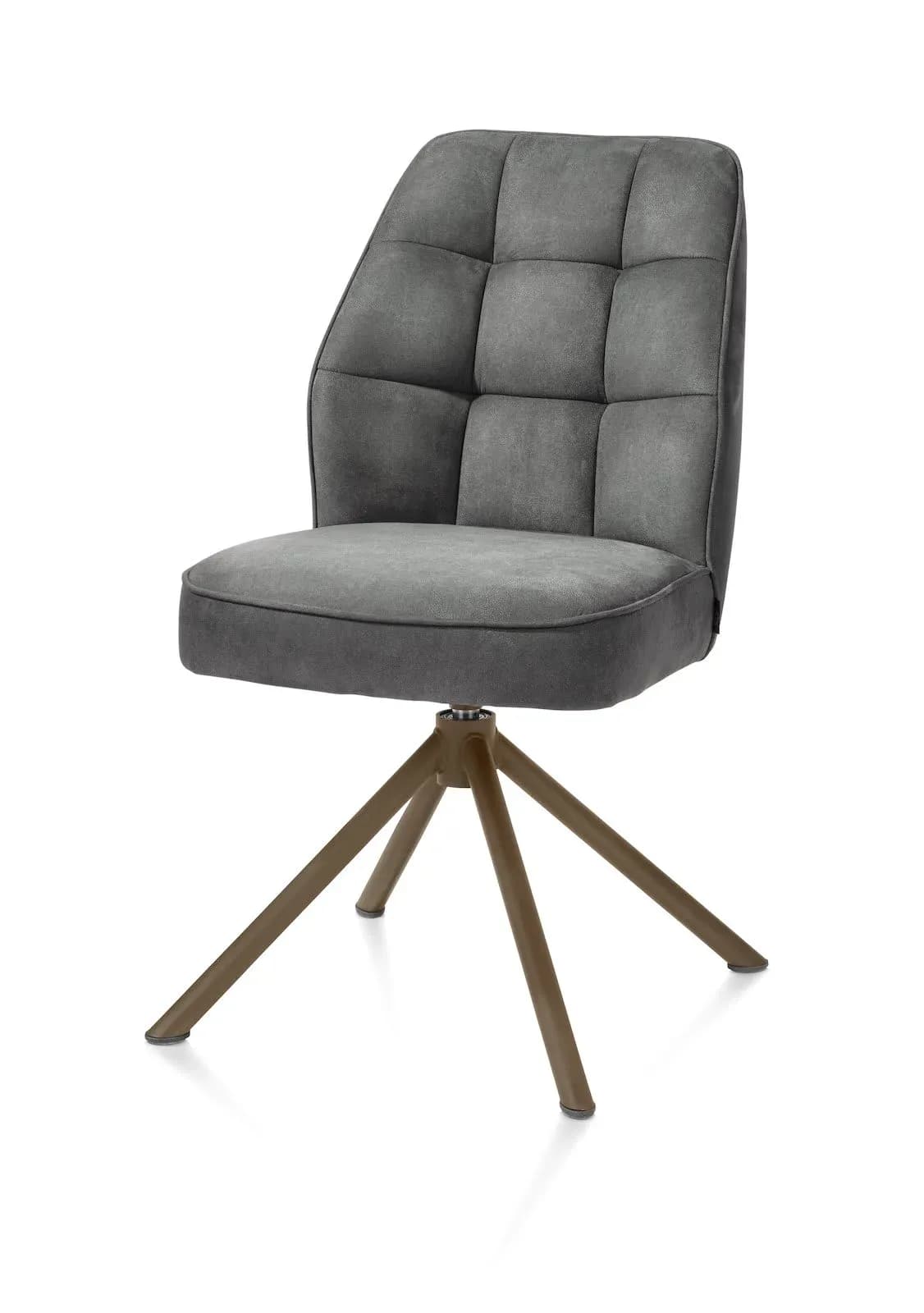 Bell, Stuhl - Geraderohrgestell Steelbrown - drehbar - Taschenfederkern - Stoff Calabria