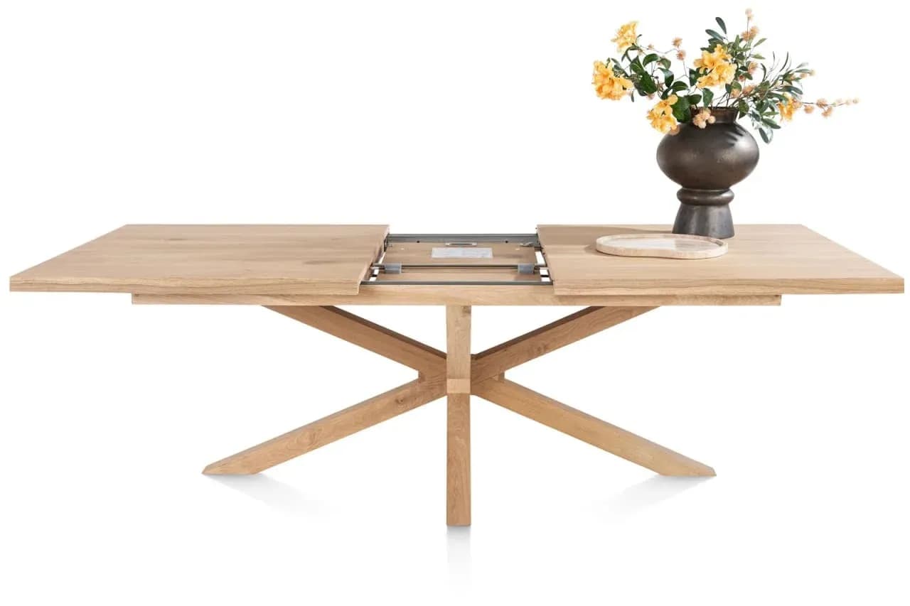 Nyborg, Auszugtisch 190 (+ 50) x 100 cm - rechteckige Tischplatte - Mittelfuß Holz
