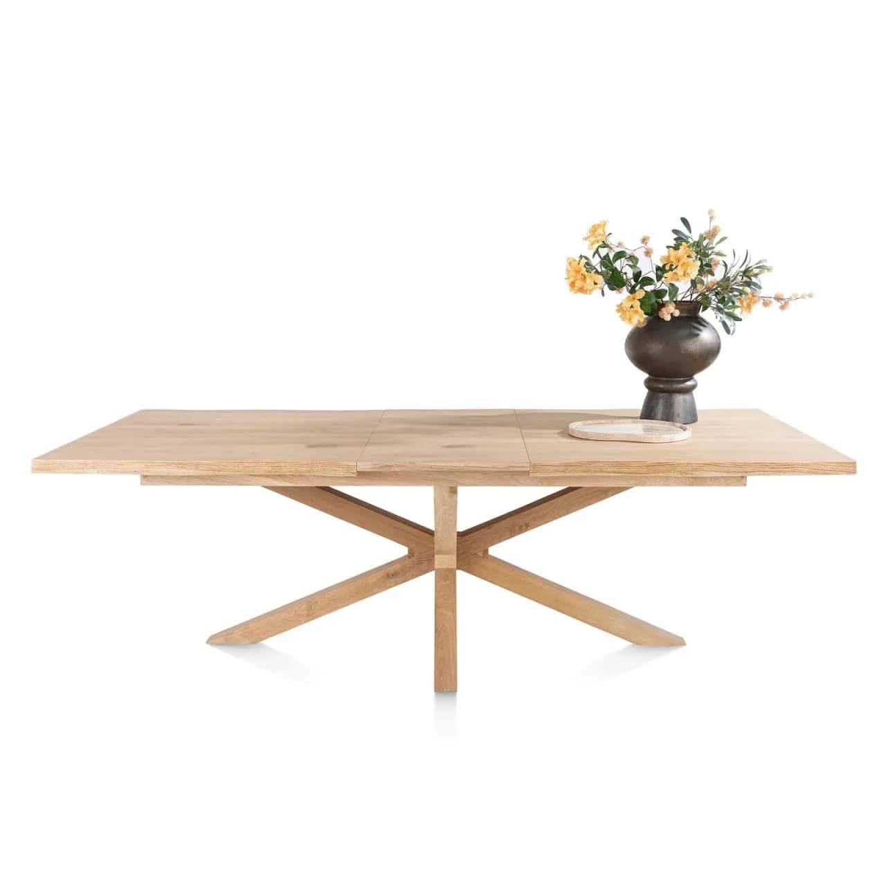 Nyborg, Ausziehtisch 190 (+ 50) x 100 cm - Tischplatte mit natürliche Baumkante - Mittelfuß Holz