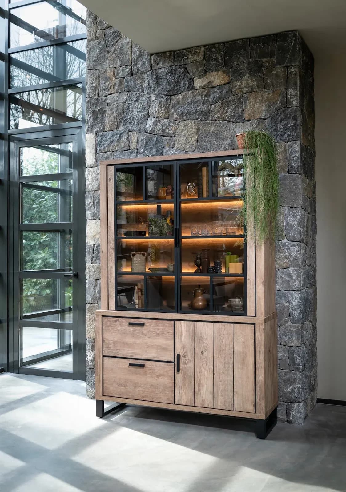 Pavarotti, Buffet 140 cm - 2-Glastüren + 1-Tür + 2-Laden (+ LED)