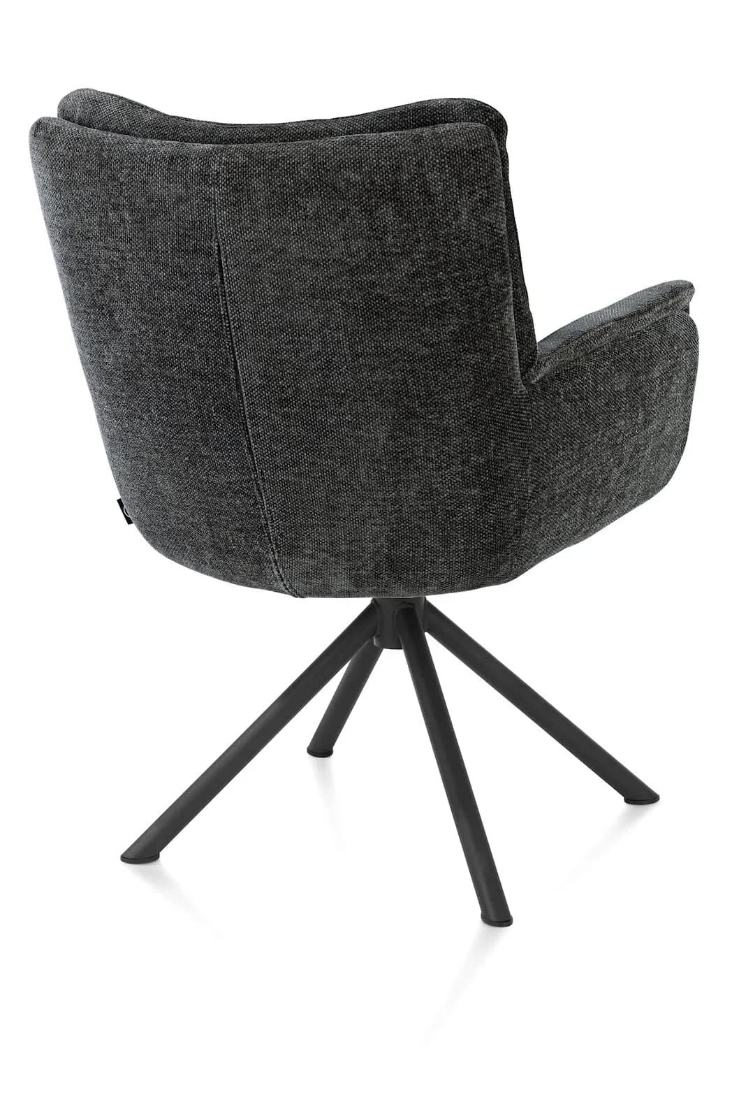 Juna, Armlehnstuhl - Gestell rough off black - drehbar - Stoff Livigno