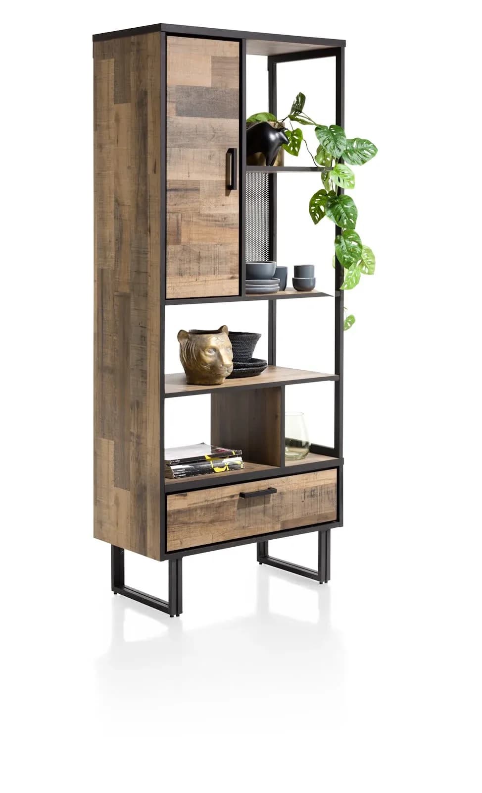 Avalon, Buecherregal 80 cm - 1-Tür + 1-Lade + 5-Nischen