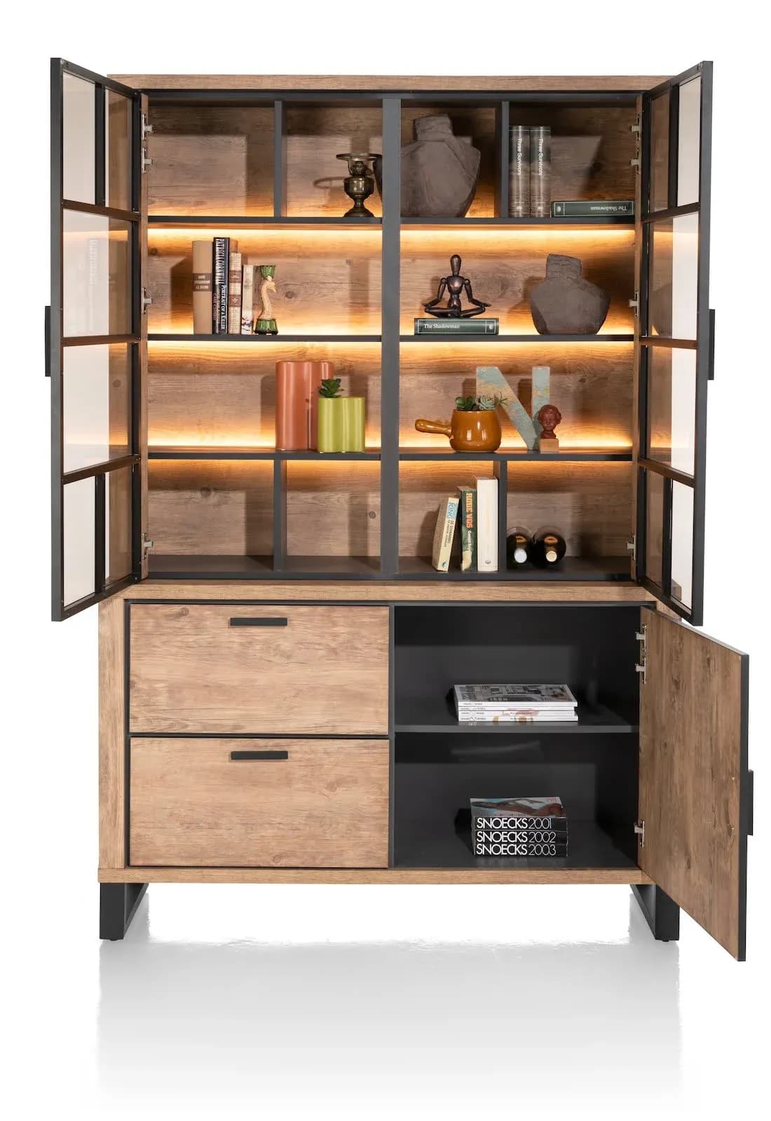 Pavarotti, Buffet 140 cm - 2-Glastüren + 1-Tür + 2-Laden (+ LED)