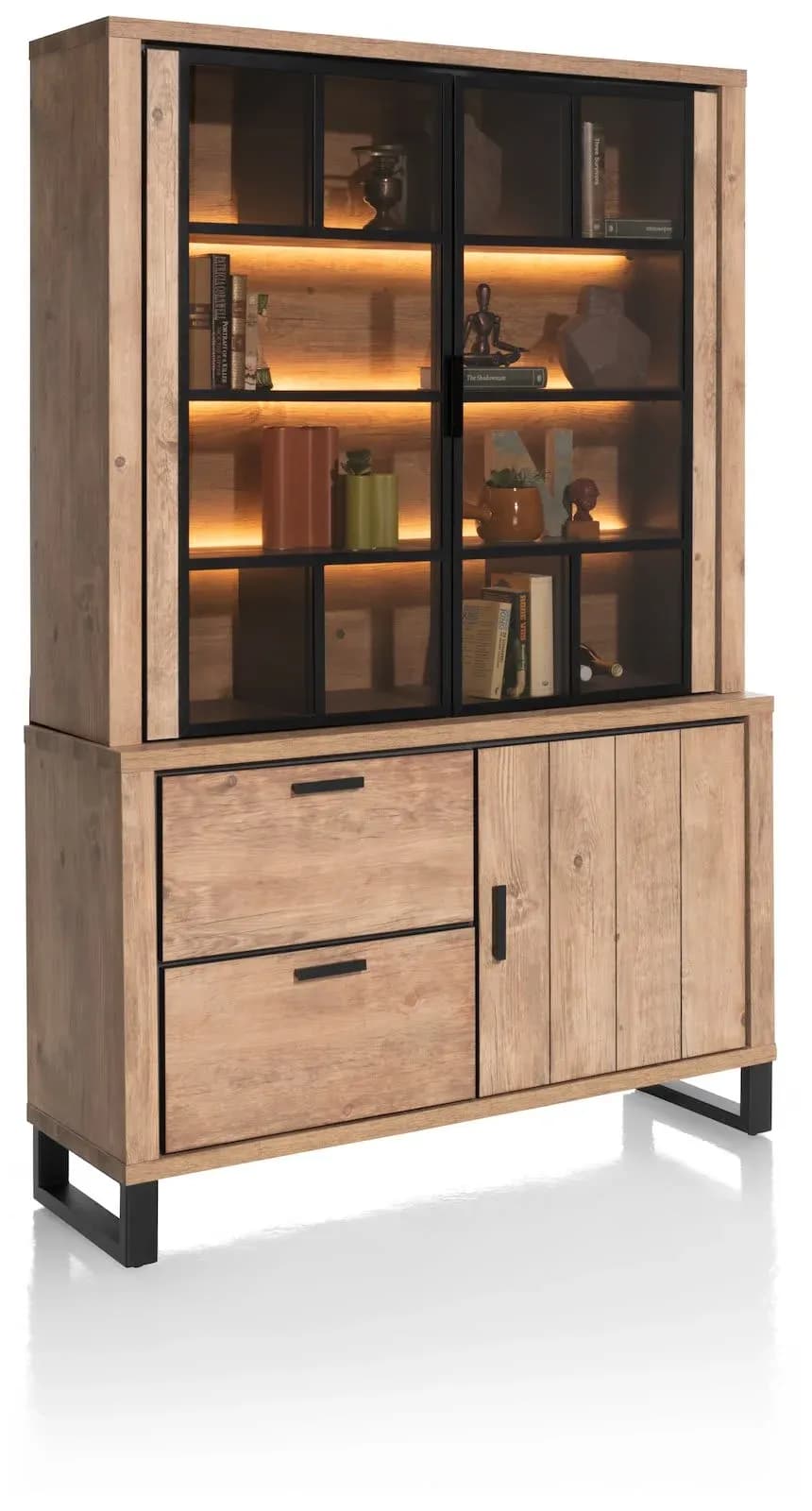 Pavarotti, Buffet 140 cm - 2-Glastüren + 1-Tür + 2-Laden (+ LED)