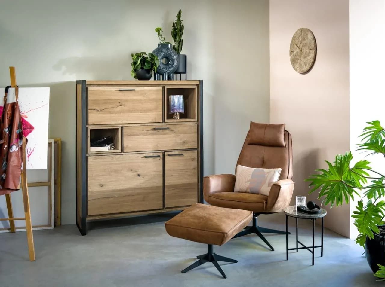 Metalo, Highboard 2-Türen + 1-Lade + 1-Klappe + 2-Nischen (+ LED)