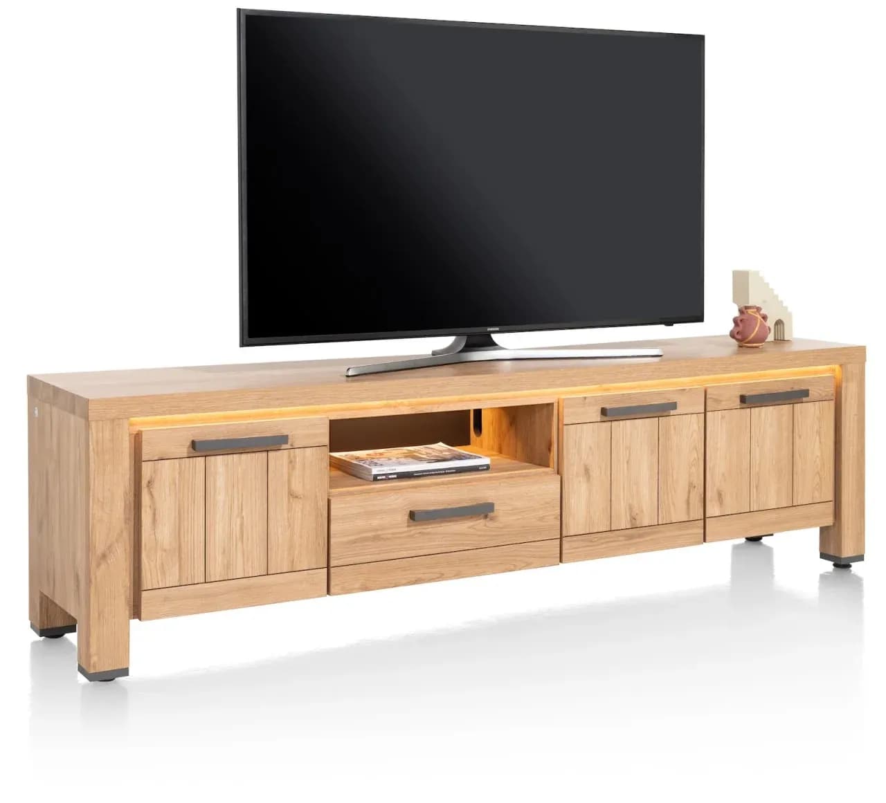 Delmonte, Lowboard 200 cm - 3-Türen + 1-Lade + 1-Nische (dimmbare LED-Beleuchtung)