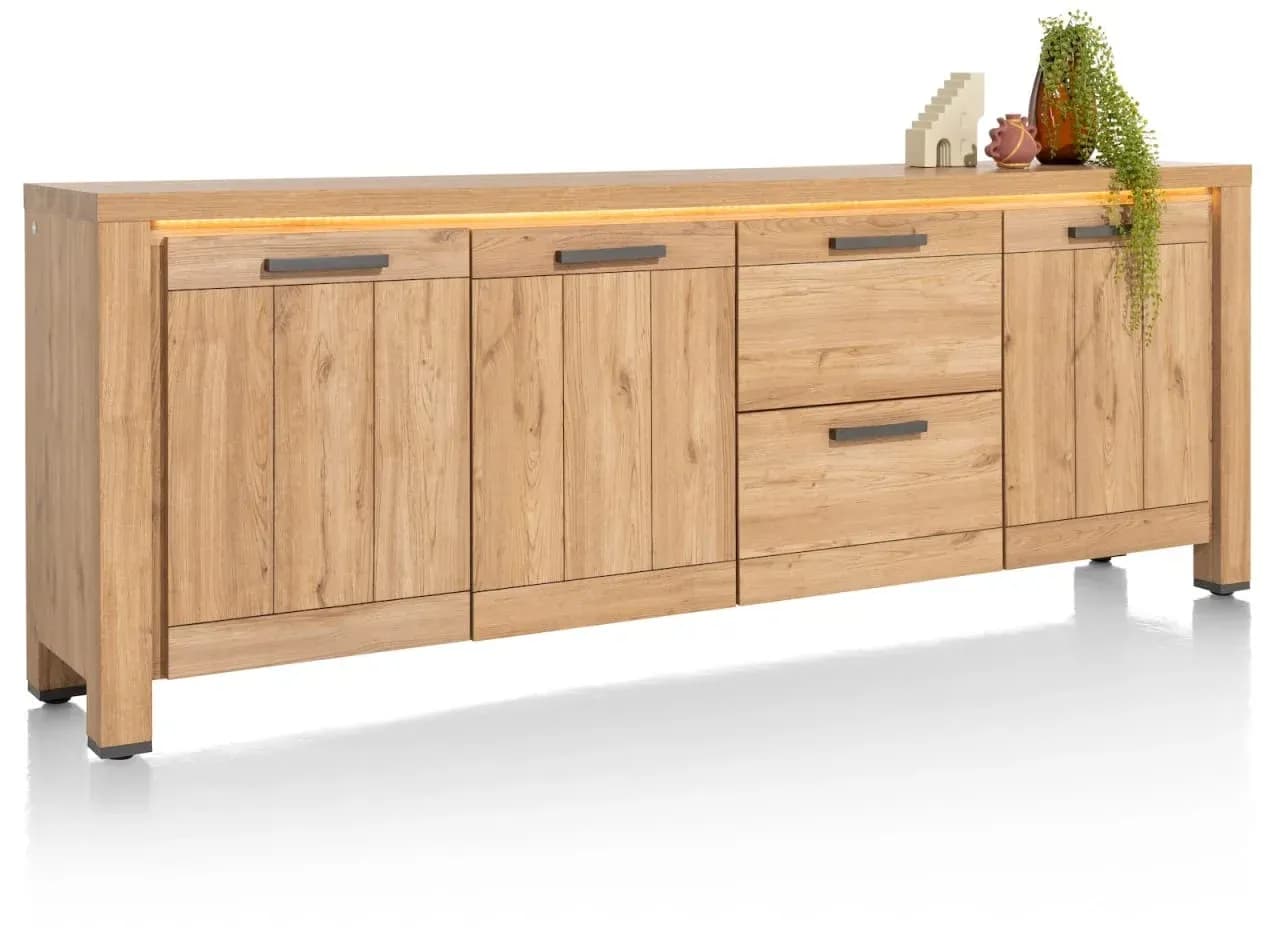 Delmonte, Sideboard 230 cm - 3-Türen + 2-Laden (dimmbare LED-Beleuchtung)