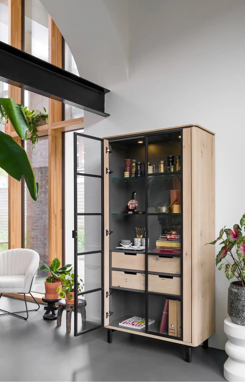 Livada, Vitrine 100 cm - 2-Glastüren + 2-Laden