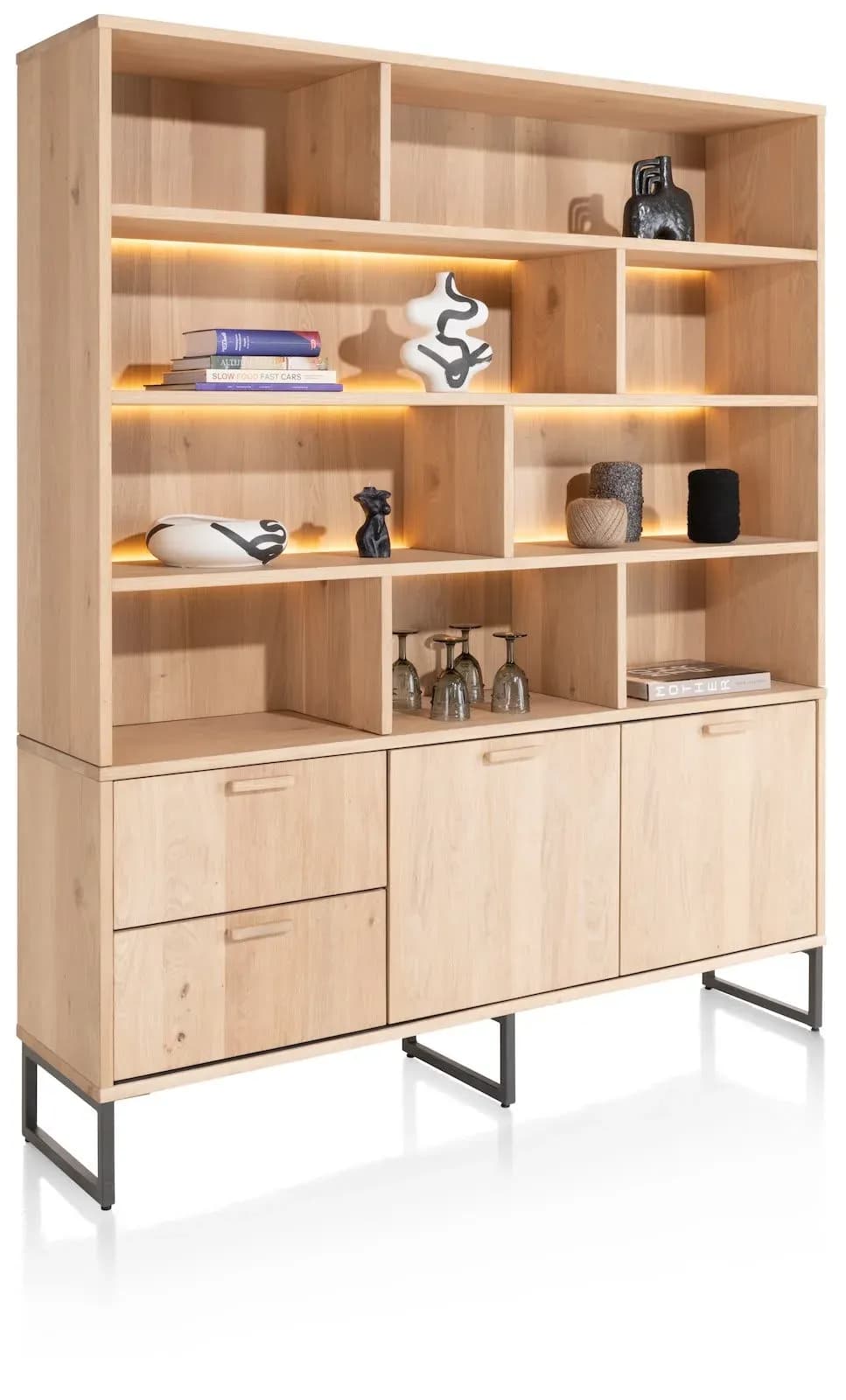 Castello, Buffet 181 cm - 2-Türen + 2-Laden + 9-Nischen (+ LED)