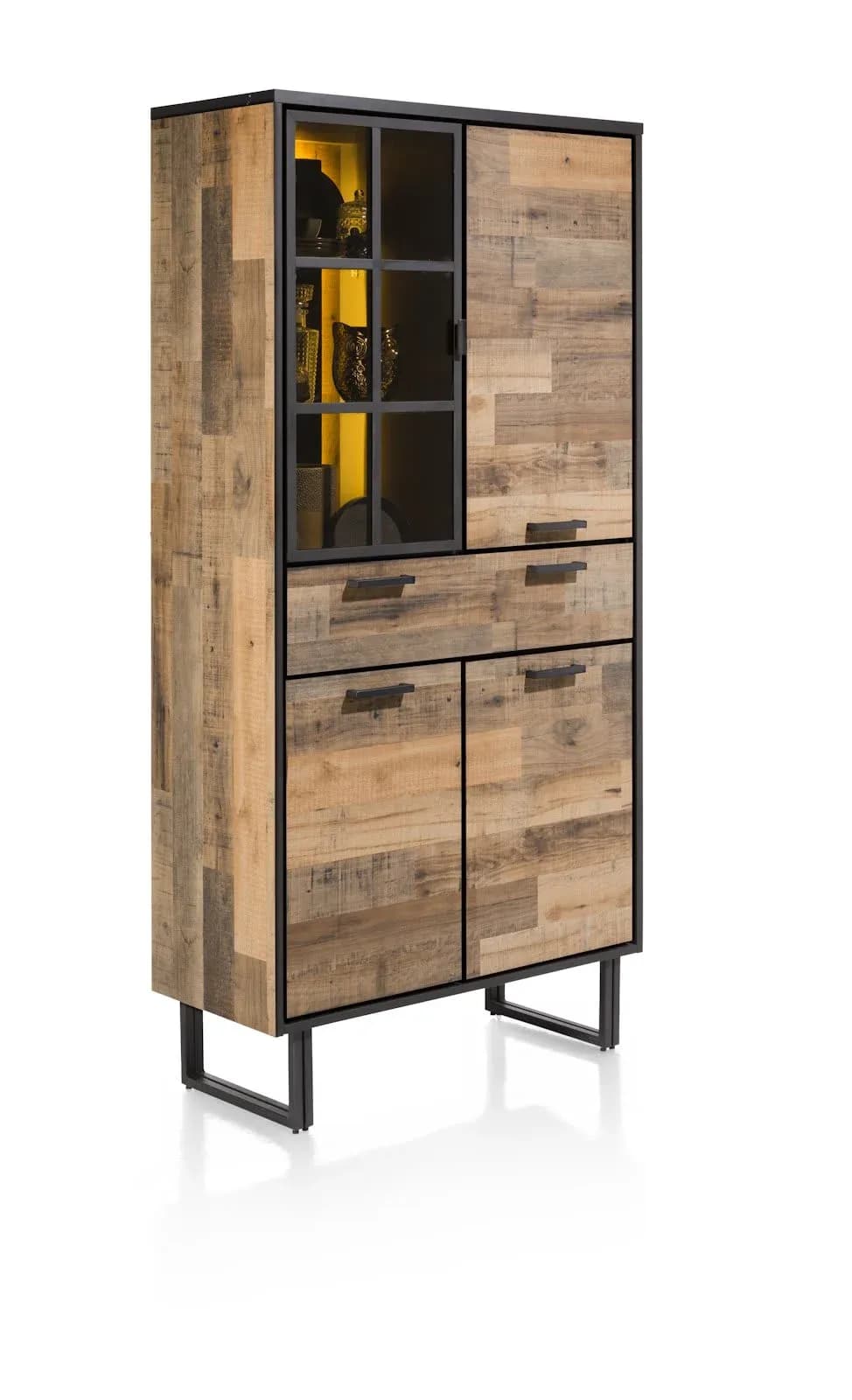 Avalon, Schrank 96 cm - 3-Türen + 1-Lade + 1-Glastür (+ LED)