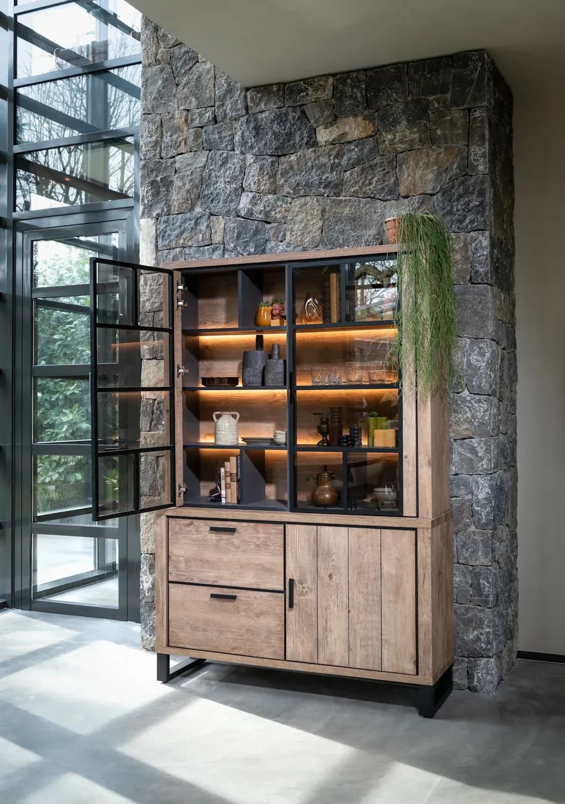 Pavarotti, Buffet 140 cm - 2-Glastüren + 1-Tür + 2-Laden (+ LED)