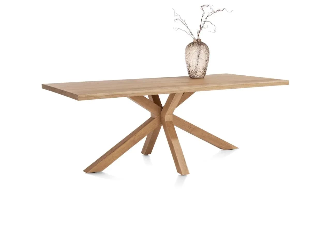 Nyborg, Tisch 200 x 100 cm - rechteckige Tischplatte - Mittelfuß Holz