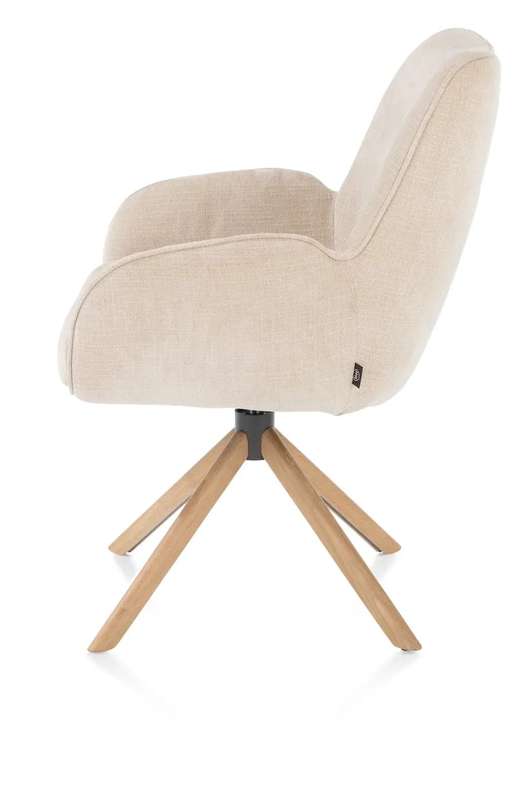 Riley, Armlehnstuhl - Eiche naturel 4 Fuß + relax Function - drehbar - Pocket Komfort - Stoff Cadiz