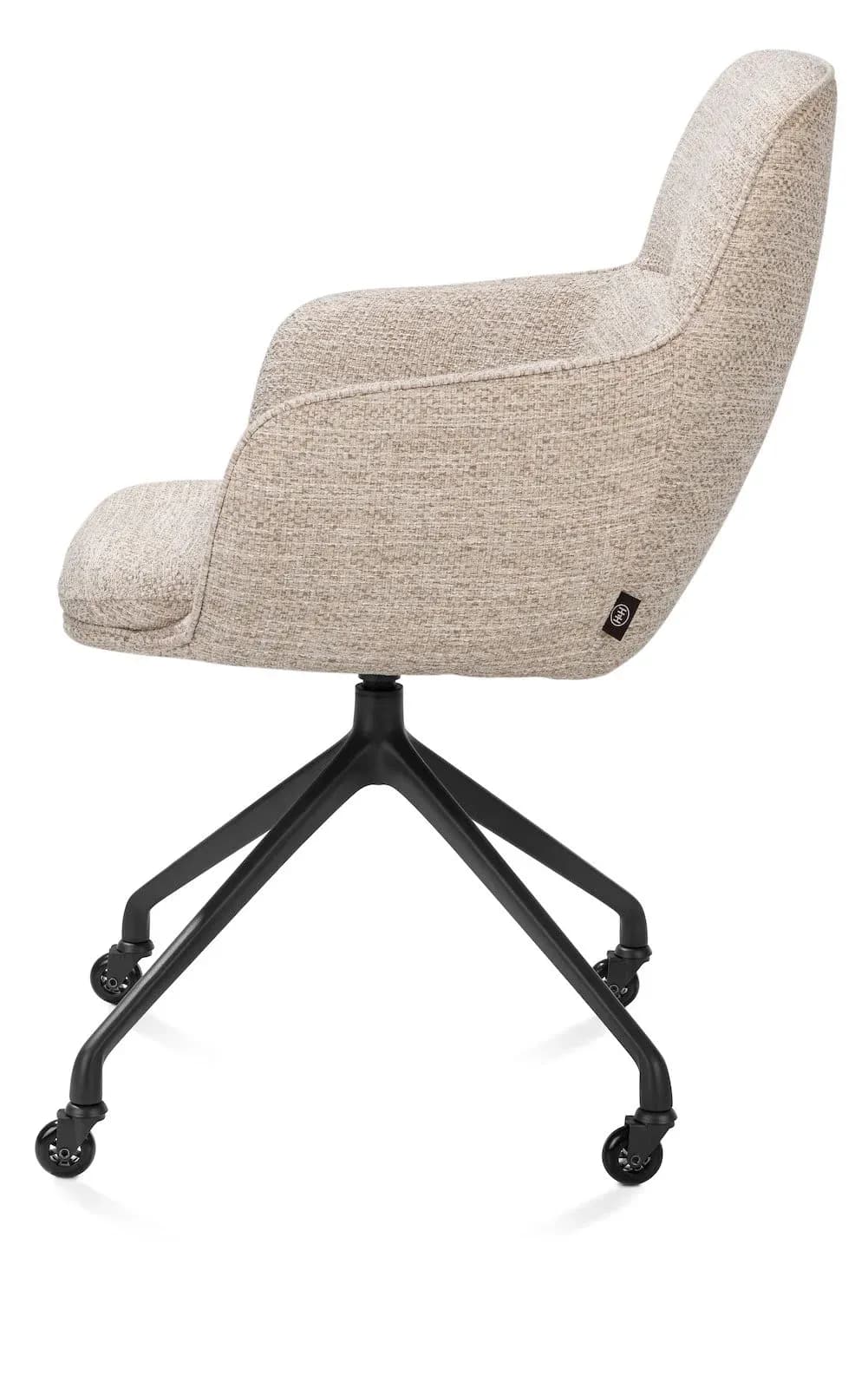 Mateo, Armlehnstuhl - Rollen - rough off black - bellini