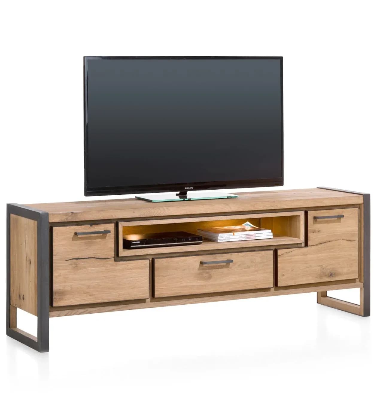Metalo, Lowboard 170 cm - 2-Türen + 1-Lade + 1-Nische (+ LED)