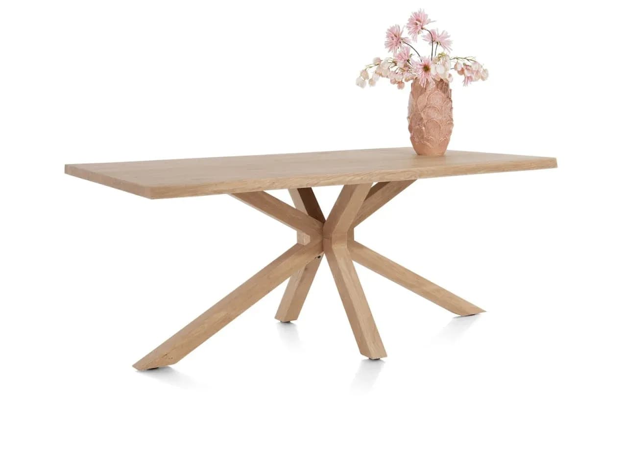 Nyborg, Tisch 200 x 100 cm - Tischplatte mit natürliche Baumkante - Mittelfuß Holz
