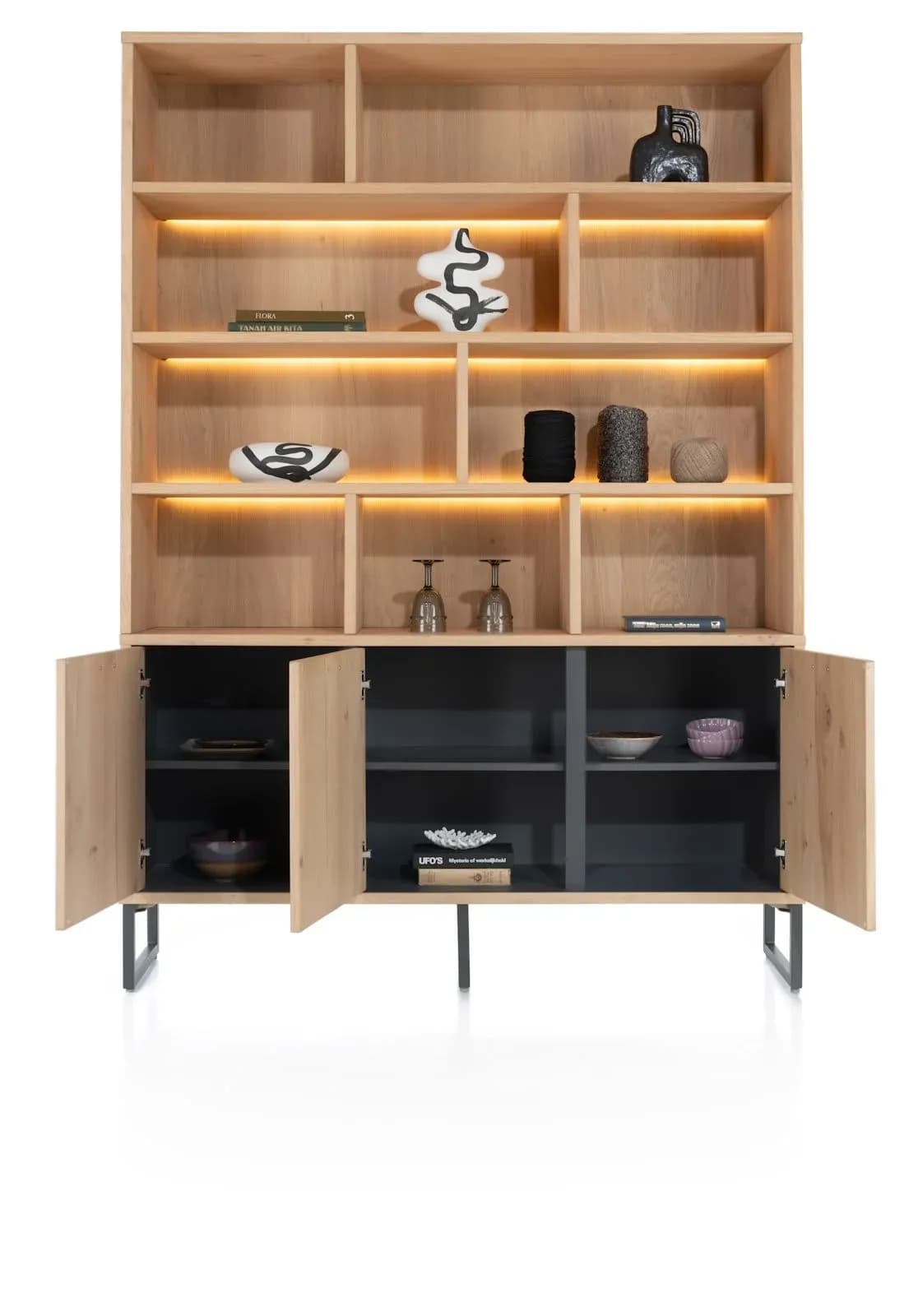 Castello, Buffet 150 cm - 3-Türen + 9-Nischen (+ LED)
