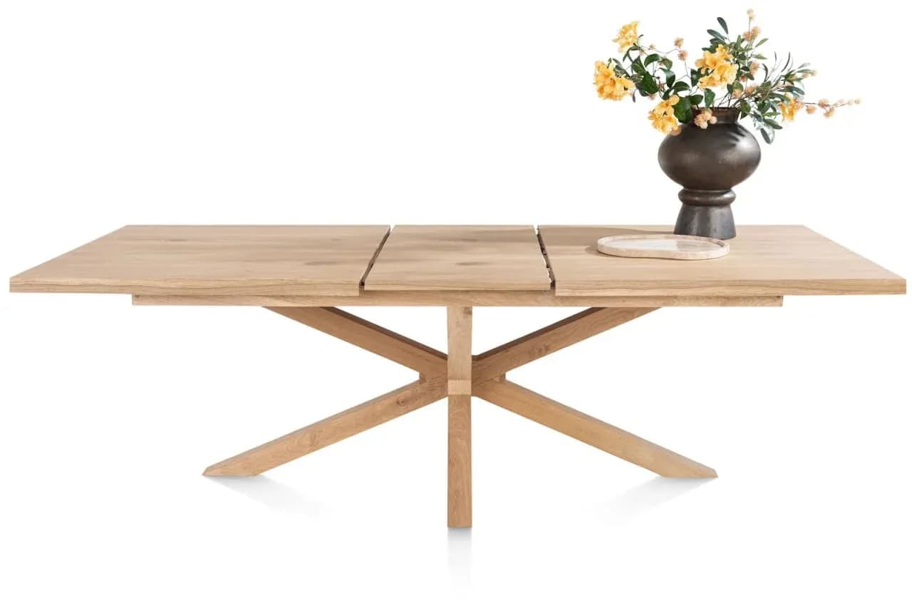 Nyborg, Auszugtisch 190 (+ 50) x 100 cm - rechteckige Tischplatte - Mittelfuß Holz