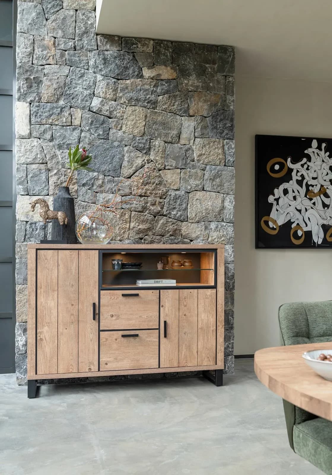 Pavarotti, Highboard 160 cm - 2-Türen + 2-Laden + 2-Nischen (+ LED)
