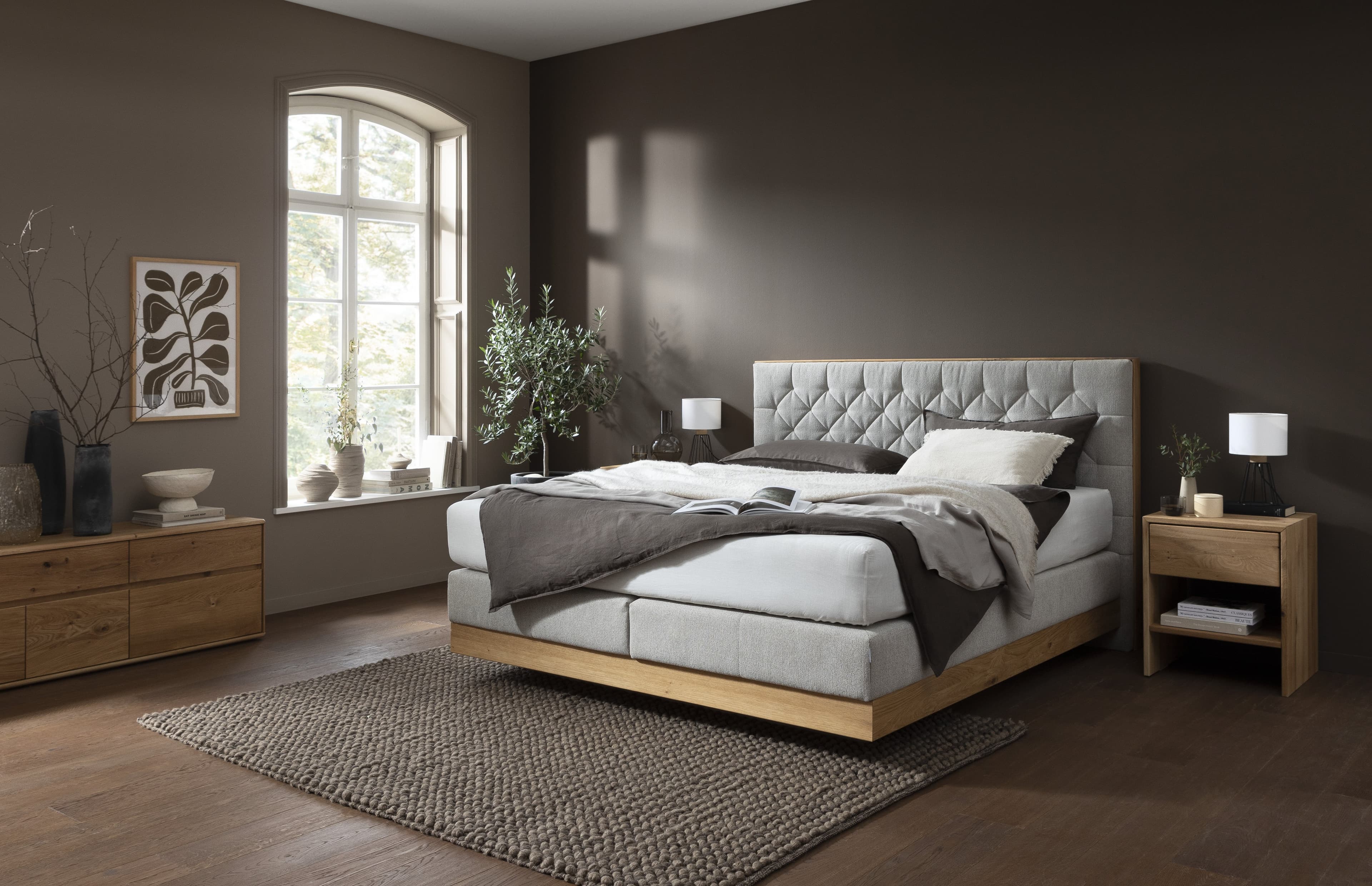 Boxspringbett Alpin, Stoff beige – beim Wohnfuchs für die Region Krefeld & Moers