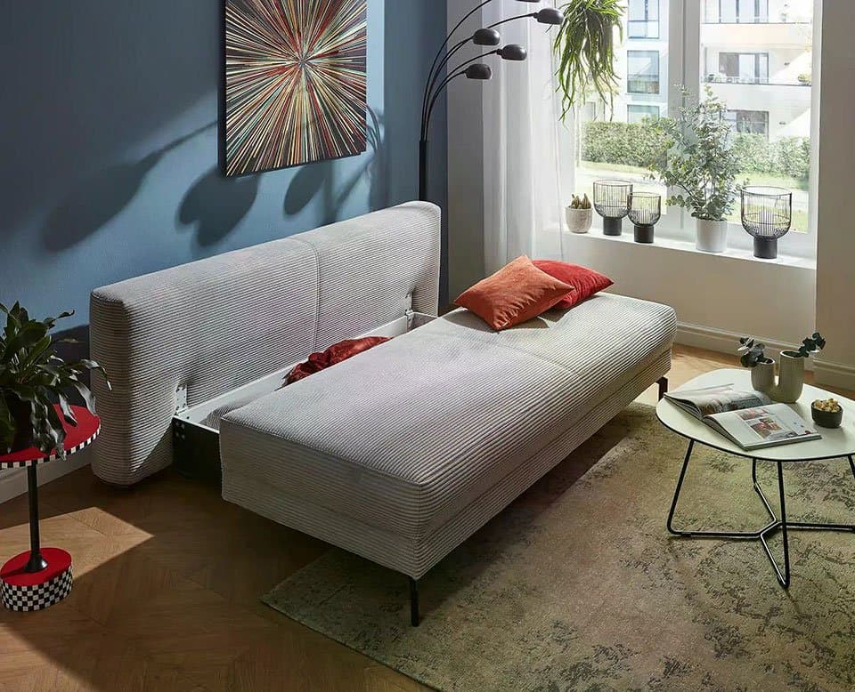 Schlafsofa Salema in Cord Silber – die passende Größe