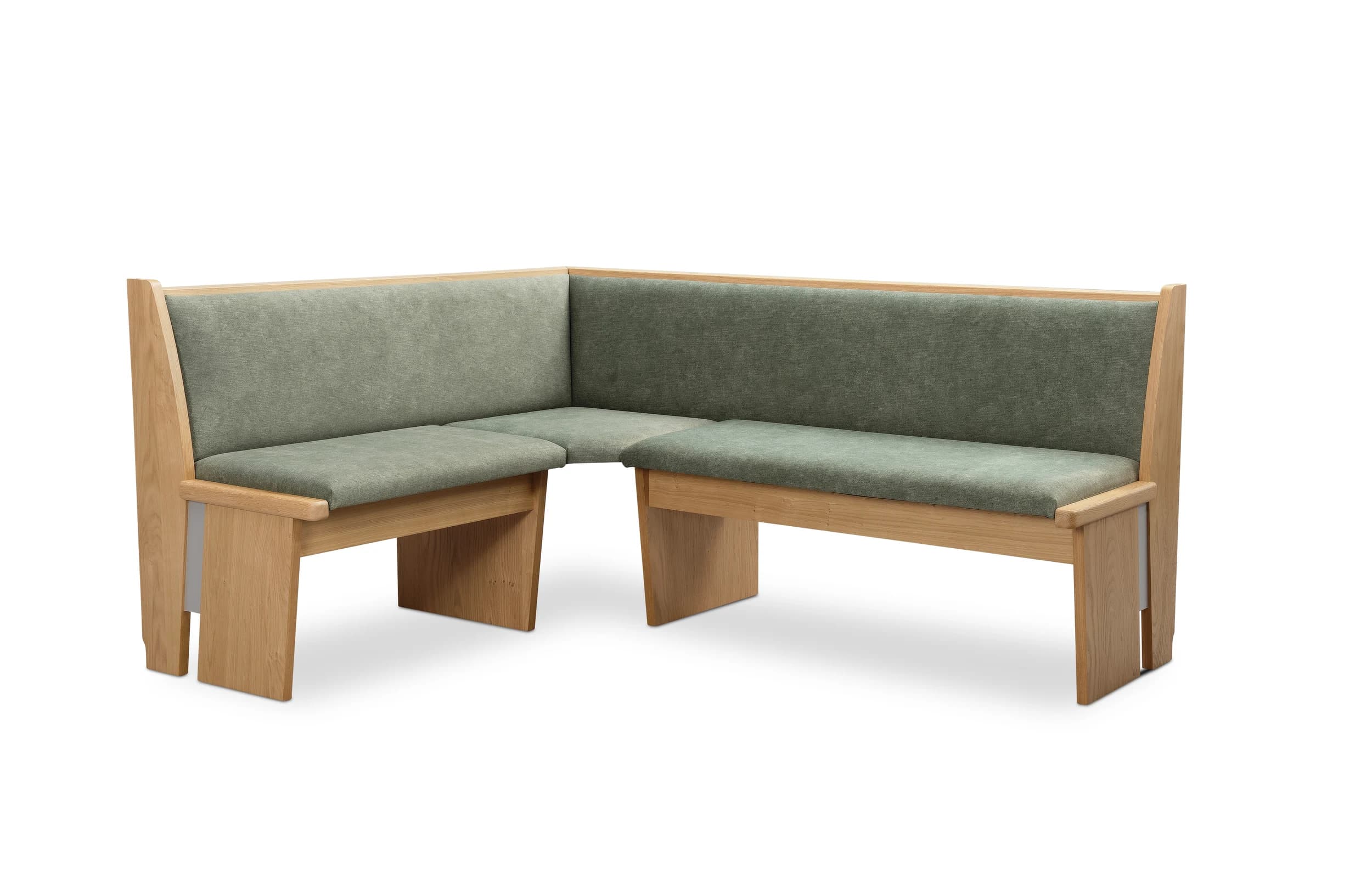 Eckbank - mit Truhe, BT ca. 185 x 145 cm, Wildeiche furniert, Stoff grün