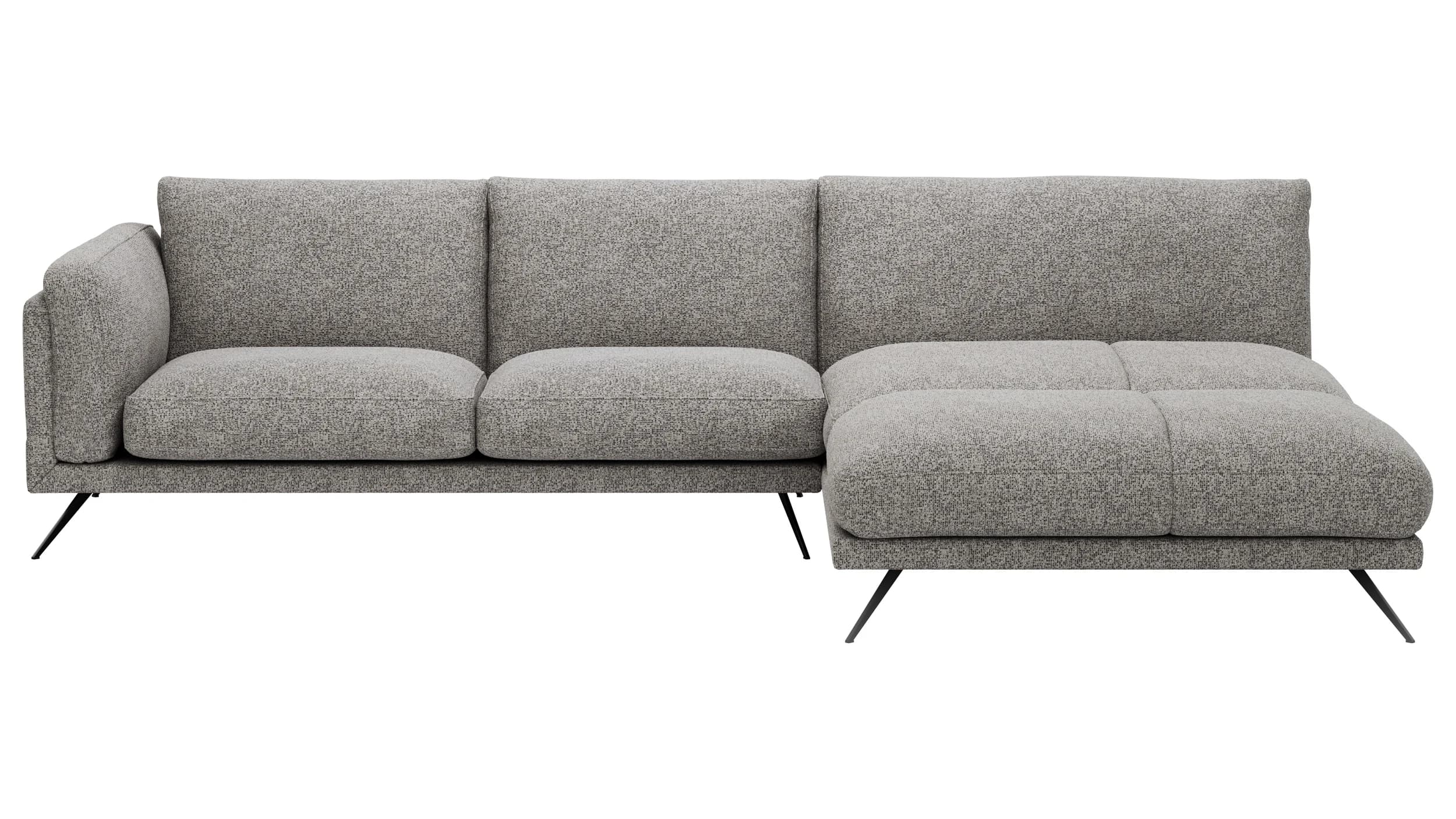 Ecksofa Valdemoro - 2,5-Sitzer mit Longchair rechts inkl. Rückenlehne verstellbar, Stoff, Grau
