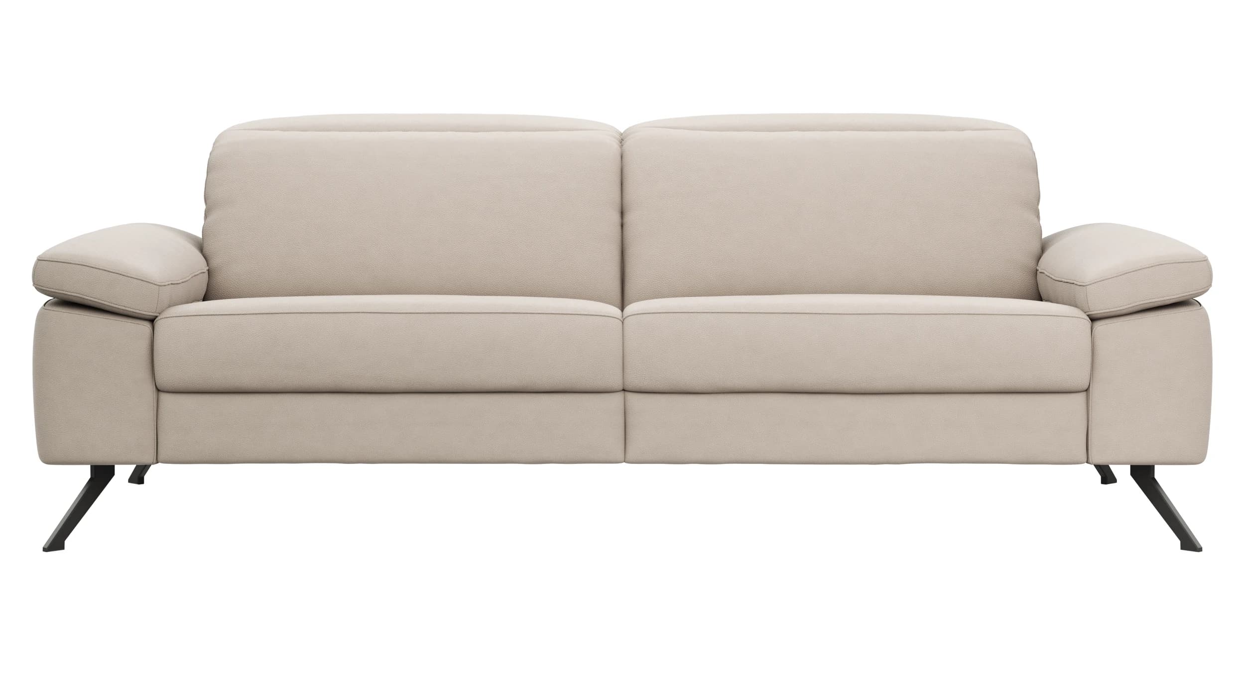 Sofa Rafaela 2.0 - 3-Sitzer inkl. Kopfteil verstellbar, Leder, Champagner