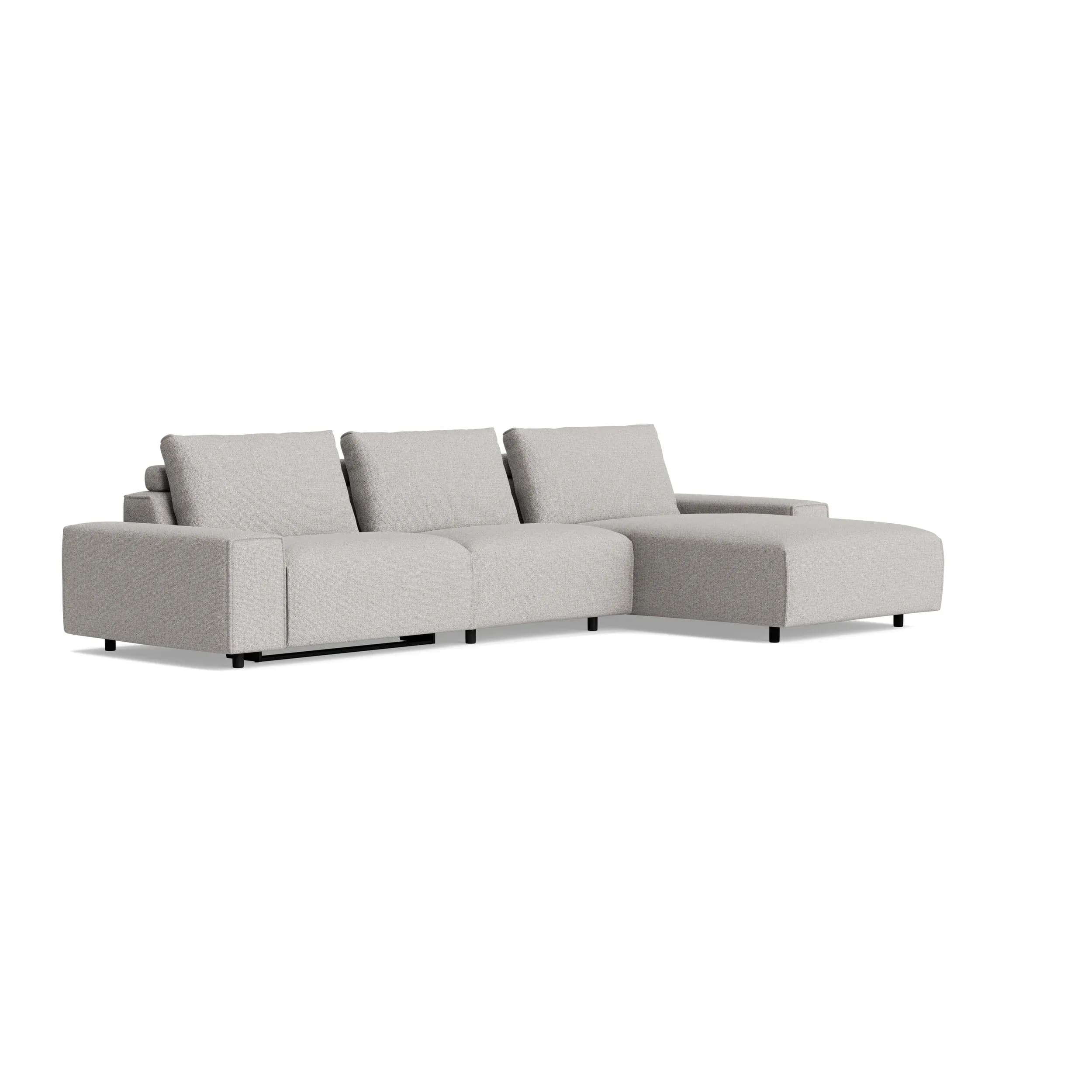 Ecksofa Serava - Longchair links mit 2,5-Sitzer, Stoff, Grau