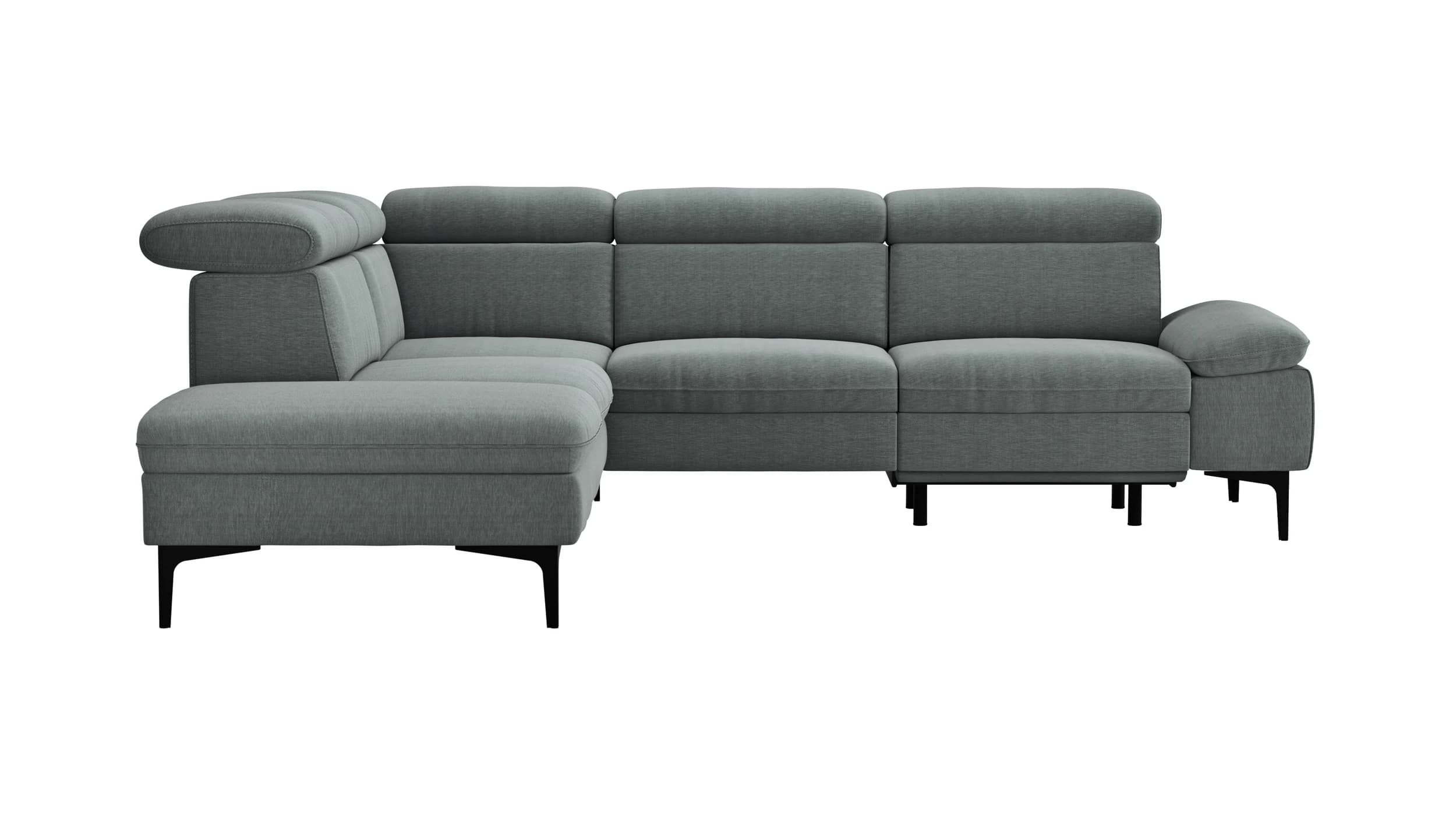 Ecksofa Felipa - Ecke links mit 2,5-Sitzer inkl. Armlehne verstellbar und Rückenlehne/Sitztiefe verstellbar (motorisch), Stoff, Grau