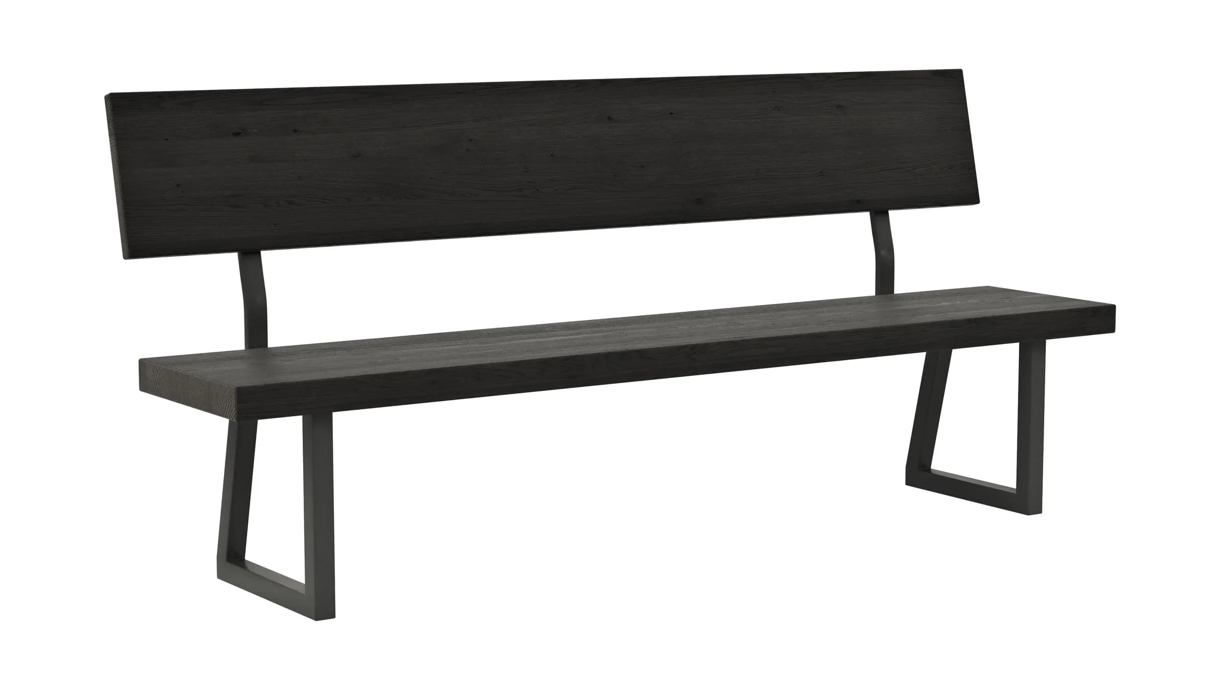 Holzbank Clifton - mit Rückenlehne, Breite ca. 200cm, Zerreiche massiv, smoked