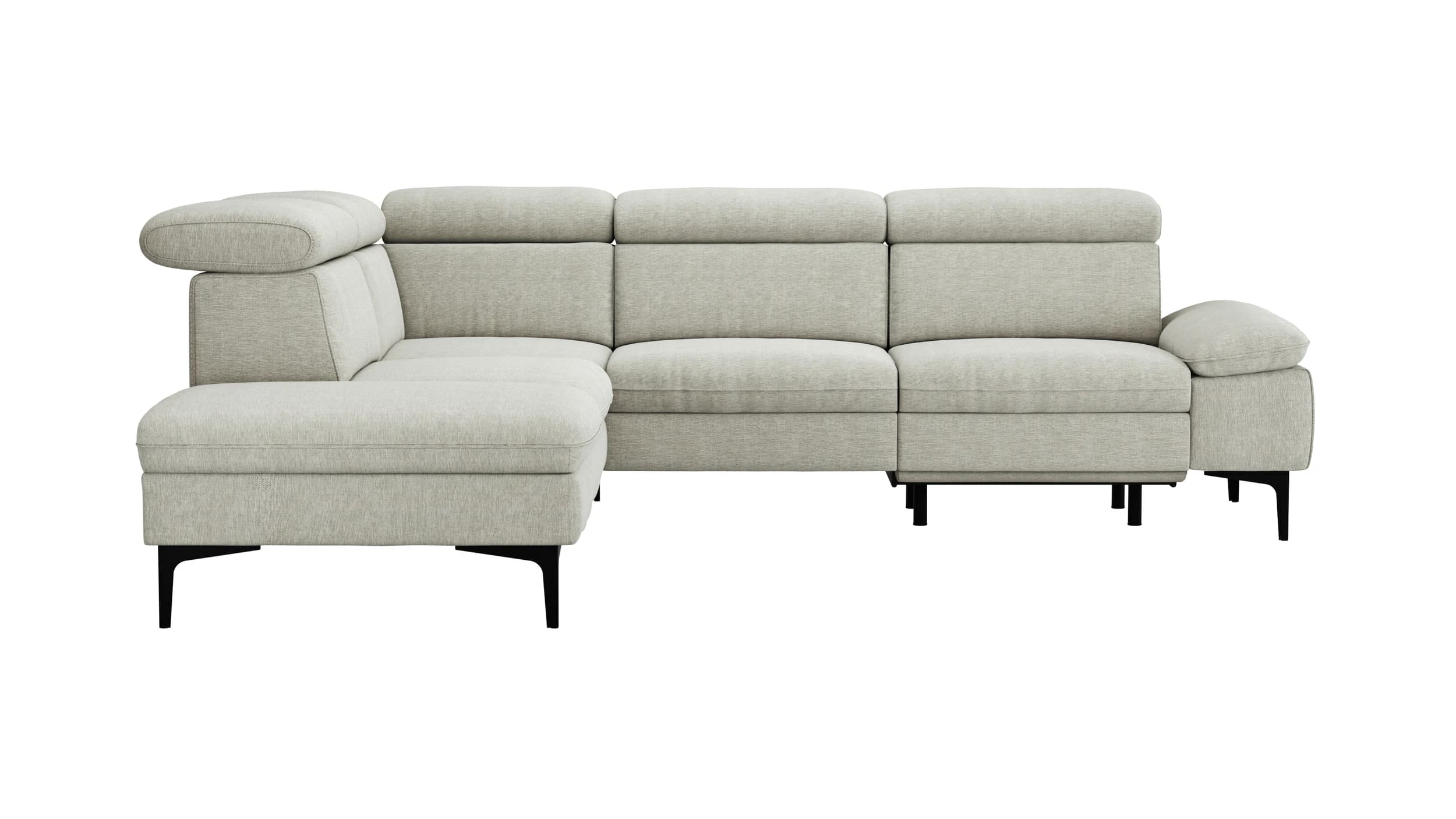 Ecksofa Felipa - Ecke links mit 2,5-Sitzer inkl. Armlehne verstellbar und Rückenlehne/Sitztiefe verstellbar (motorisch), Stoff, Natur