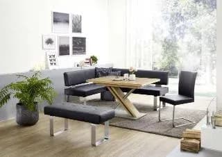 Eckbank EM 8310 - BT ca. 156x203 mit Rückenlehne, Leder, braun