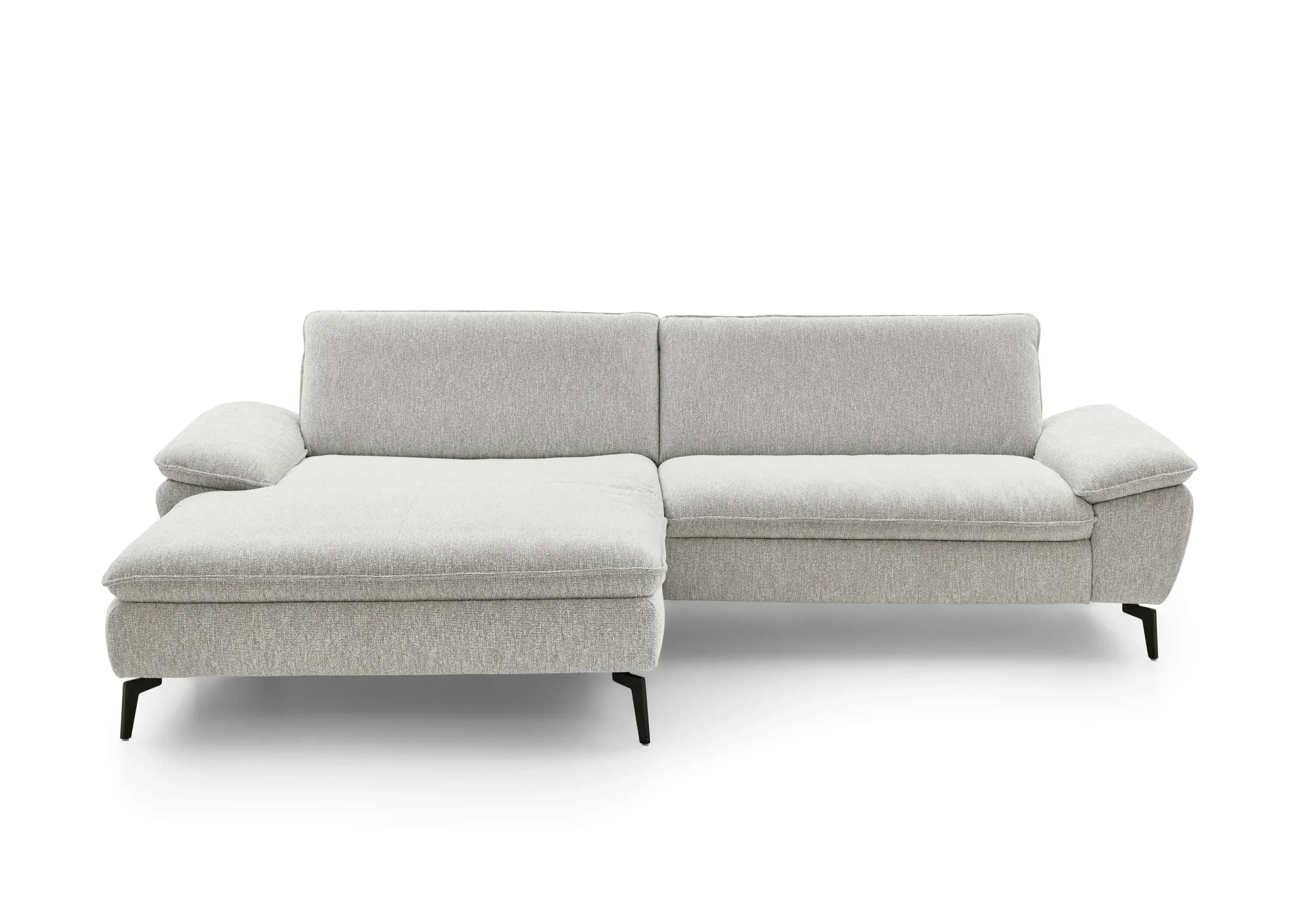 Ecksofa - Longchair links und 1,5-Sitzer, Stoff, Ecru