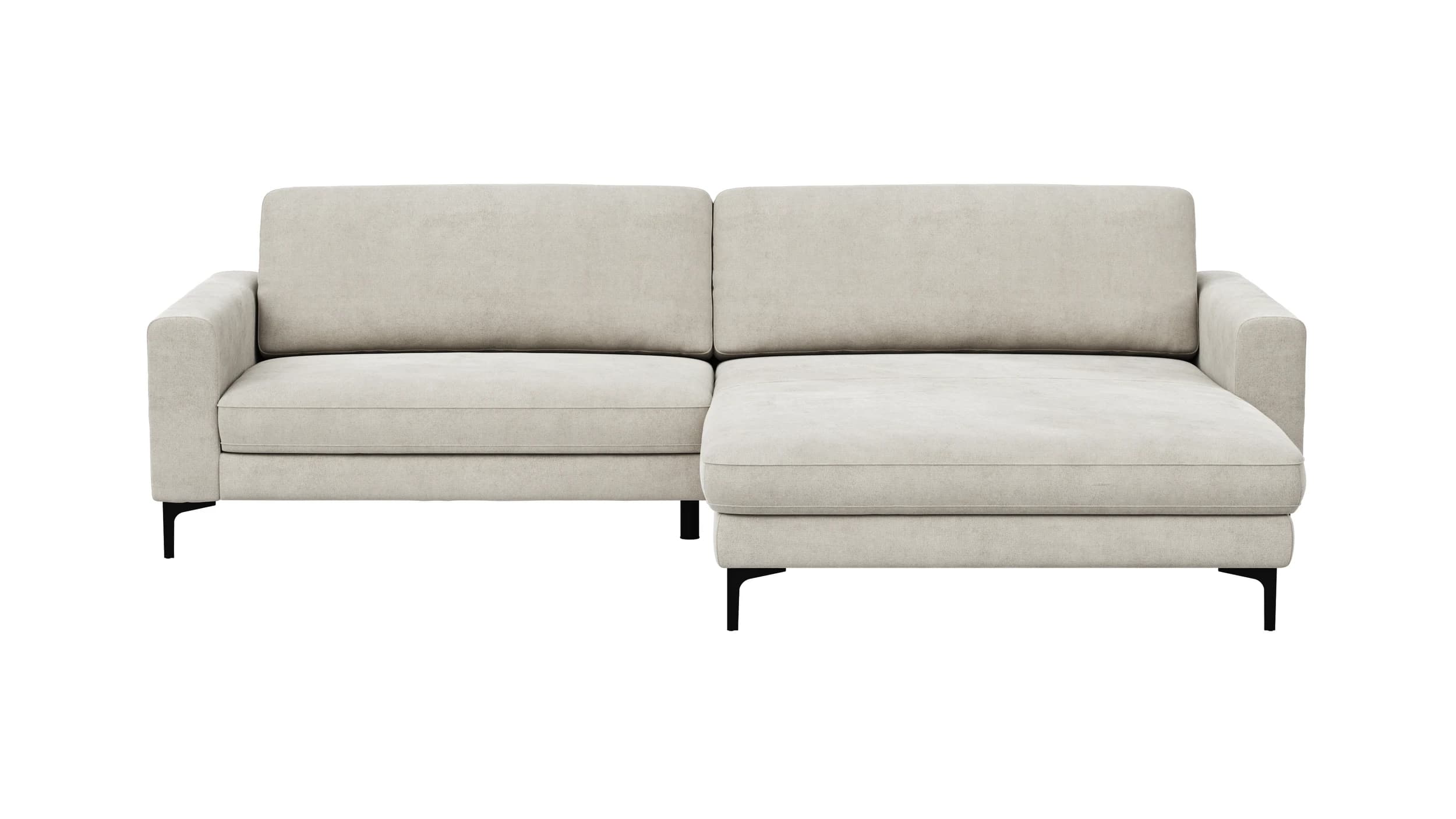 Ecksofa Oviedo - 1,5-Sitzer mit Longchair rechts, Stoff, Natur