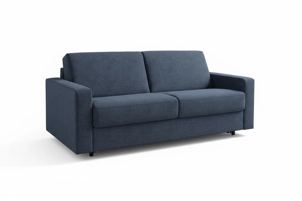 Sofa - 2-Sitzer mit Schlaffunktion, Stoff, Blau