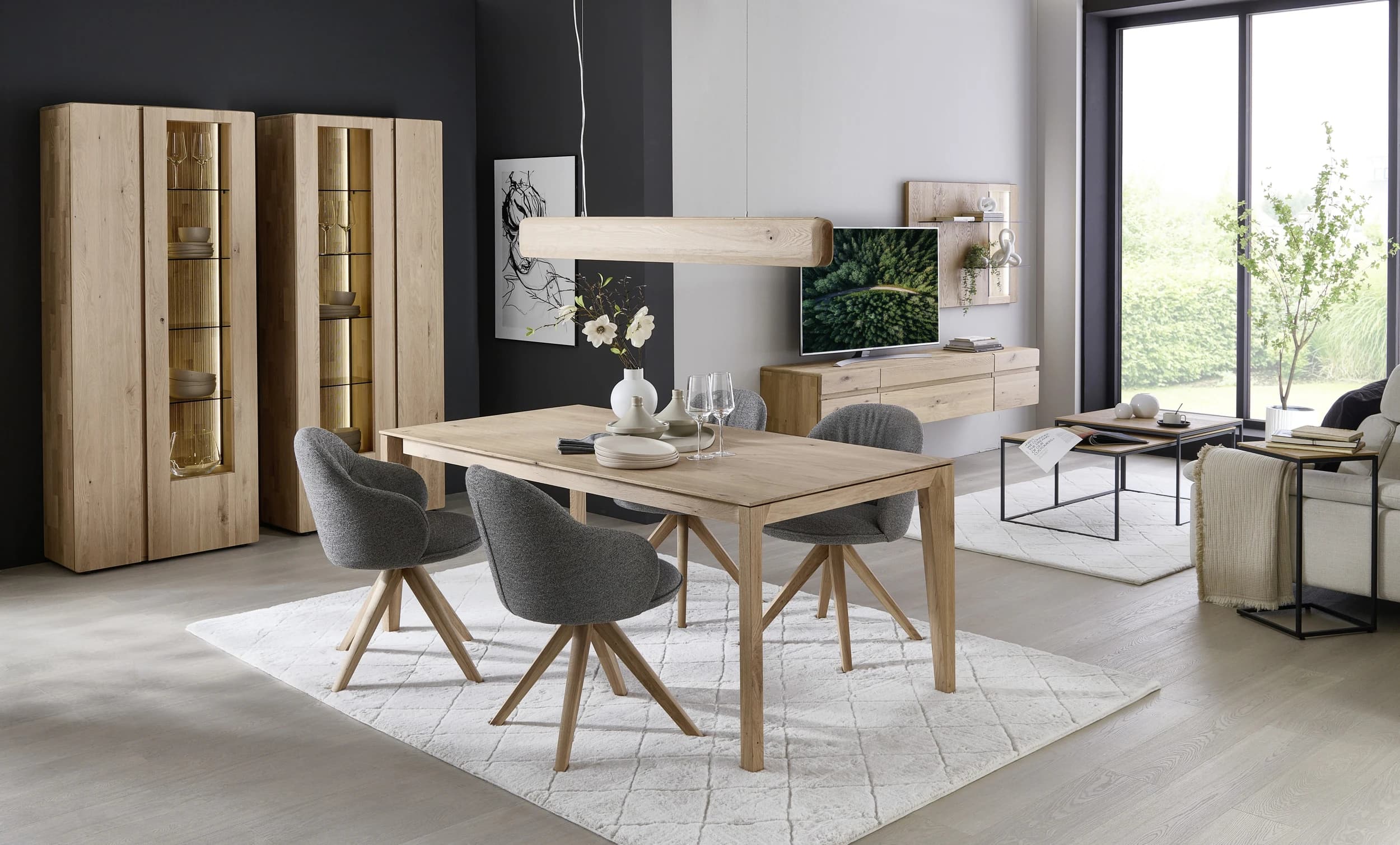 Beistelltisch - L/B/H 35x35x66,5 cm, Kerneiche massiv