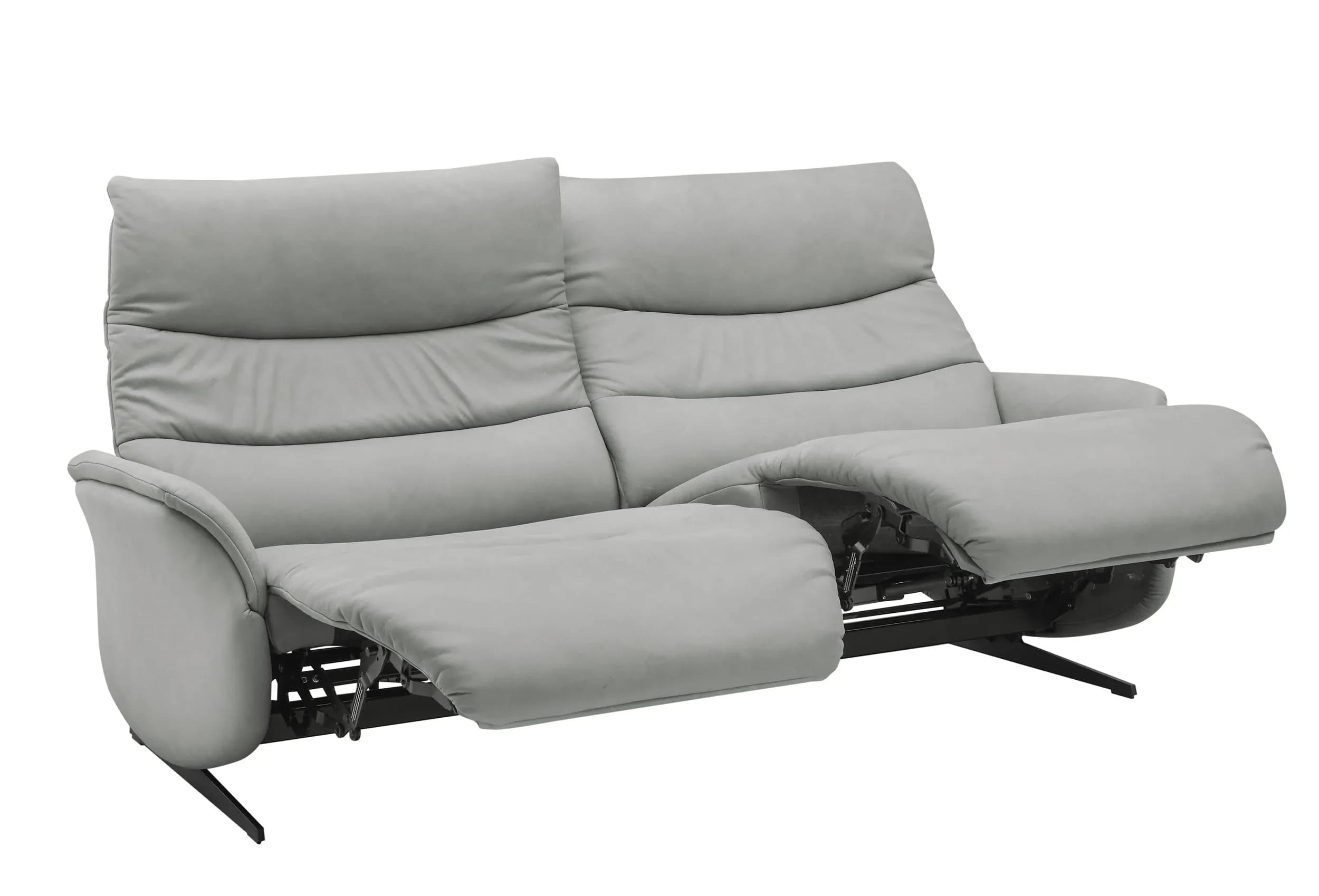 Sofa EM Lun - 2,5-Sitzer, Leder, grau