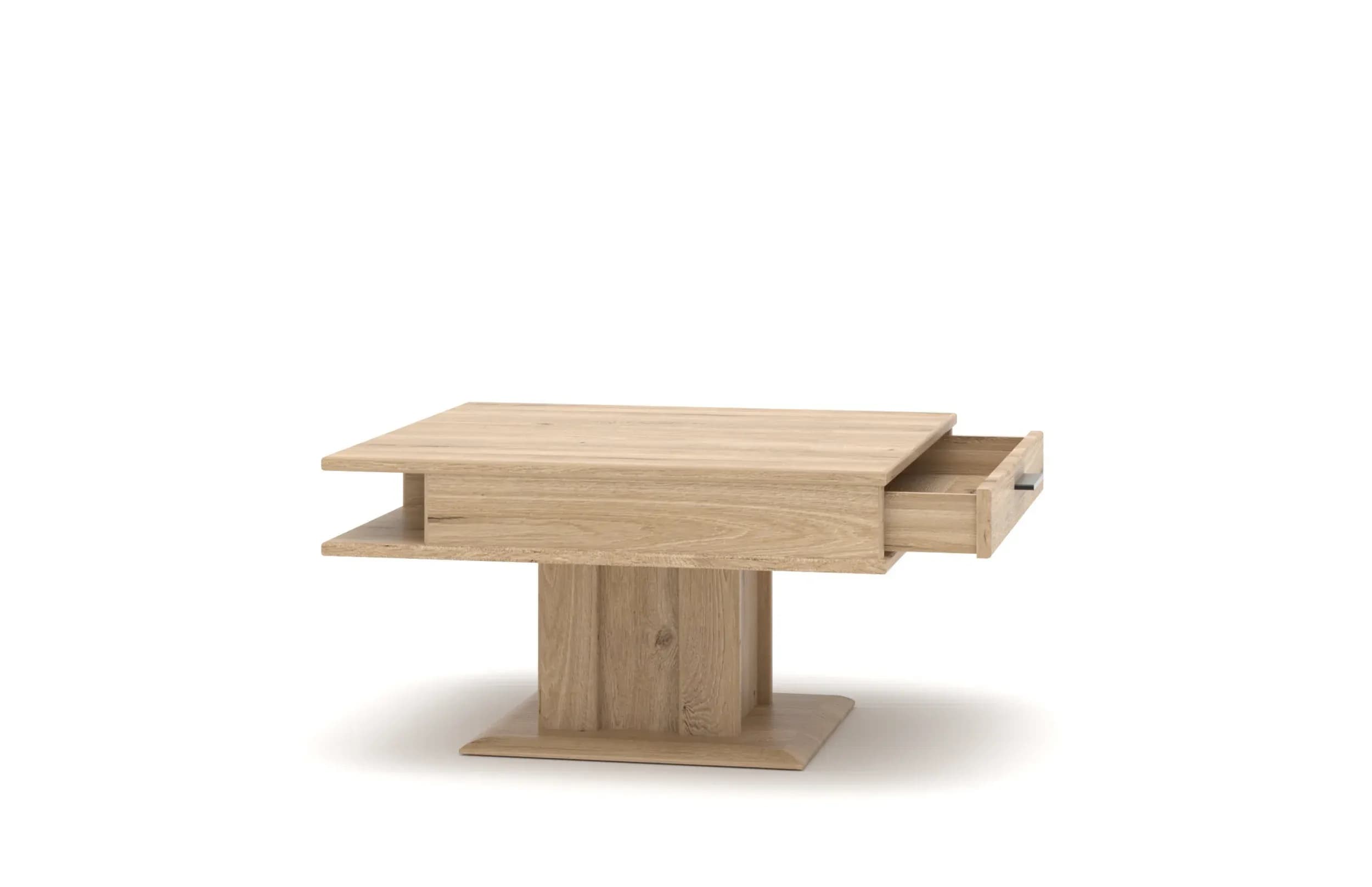 Couchtisch - mit Schubkasten, LBH ca. 80x80x45 cm, Wildeiche massiv